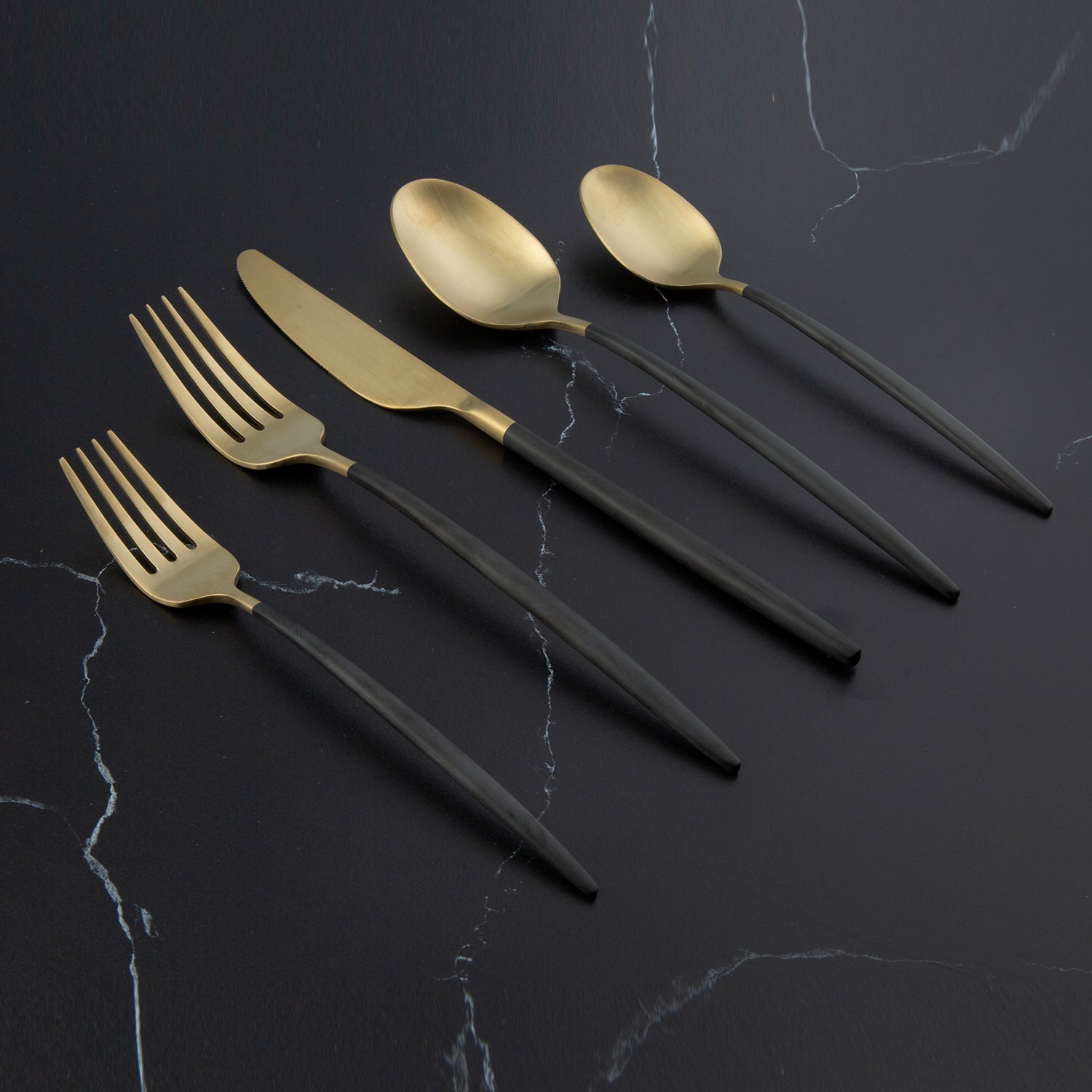 Lenox Fine Lenox Fine Gaze Black Champagne Satin 20-Piece Flatware Set - Image 9