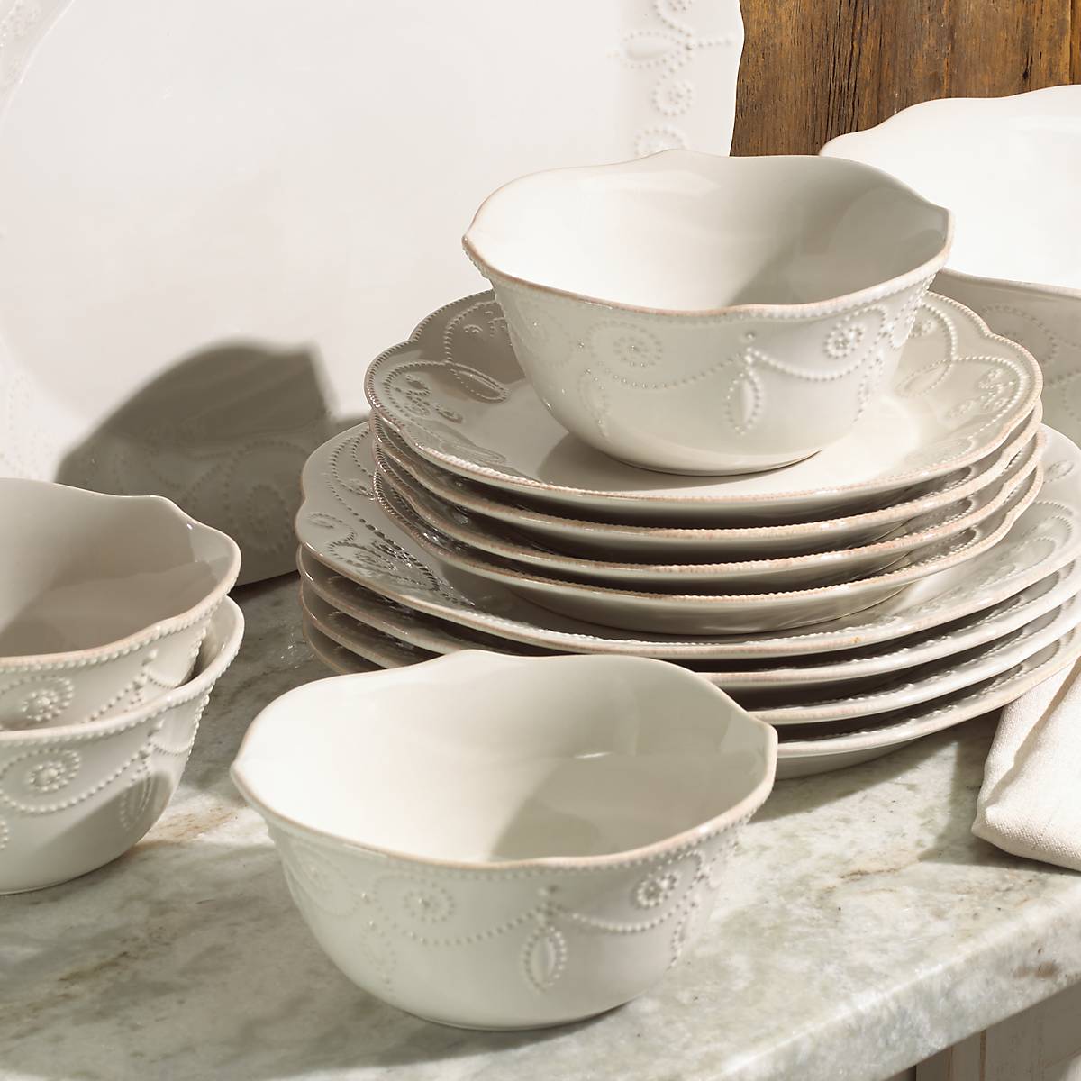 Lenox Fine Lenox Fine French Perle White 12-Piece Dinnerware Set - Image 3