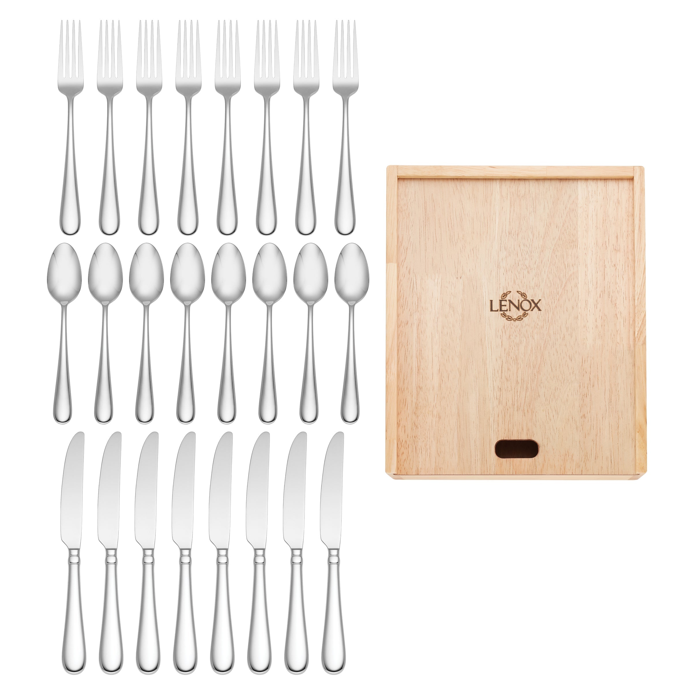 Lenox Fine Lenox Fine Studio 1414 Mirror 24 Piece Flatware Set with Caddy - Image 4