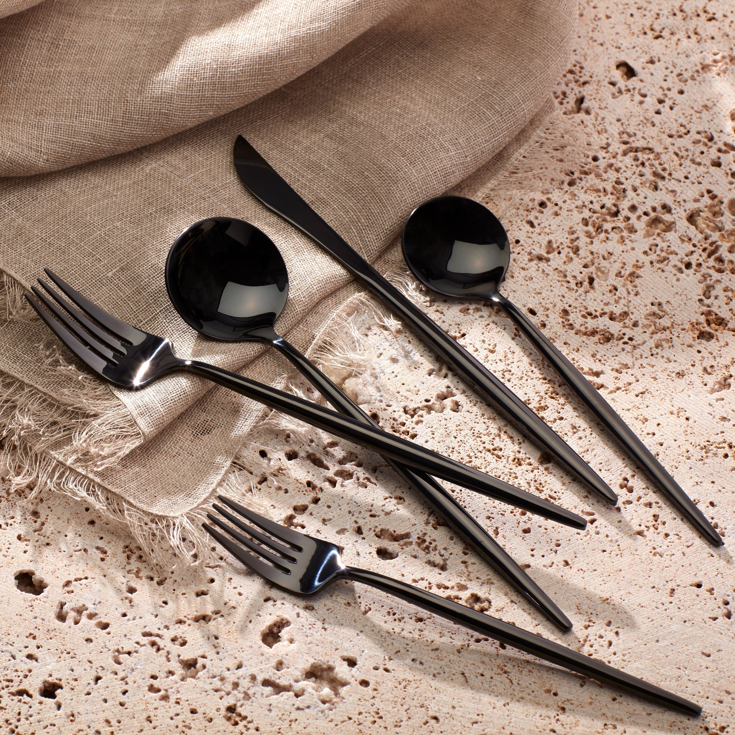Lenox Fine Lenox Fine Zephyr Black Mirror 45-Piece Flatware Set - Image 2