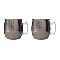 Lenox Fine Lenox Fine Hammered Black Moscow Mule Mugs, Set of 2