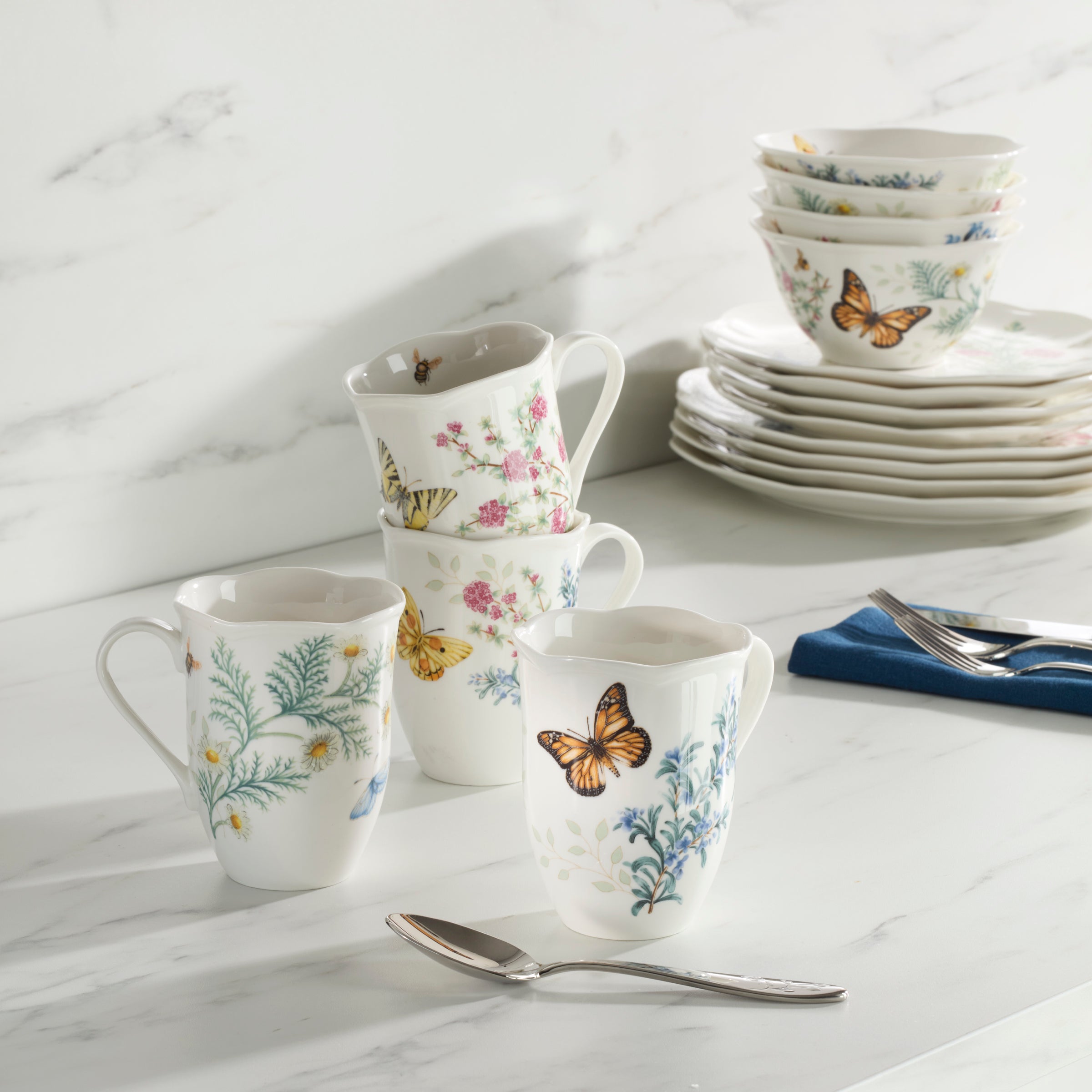 Lenox Fine Lenox Fine Butterfly Meadow Herbs Mugs, Set of 4 - Image 3