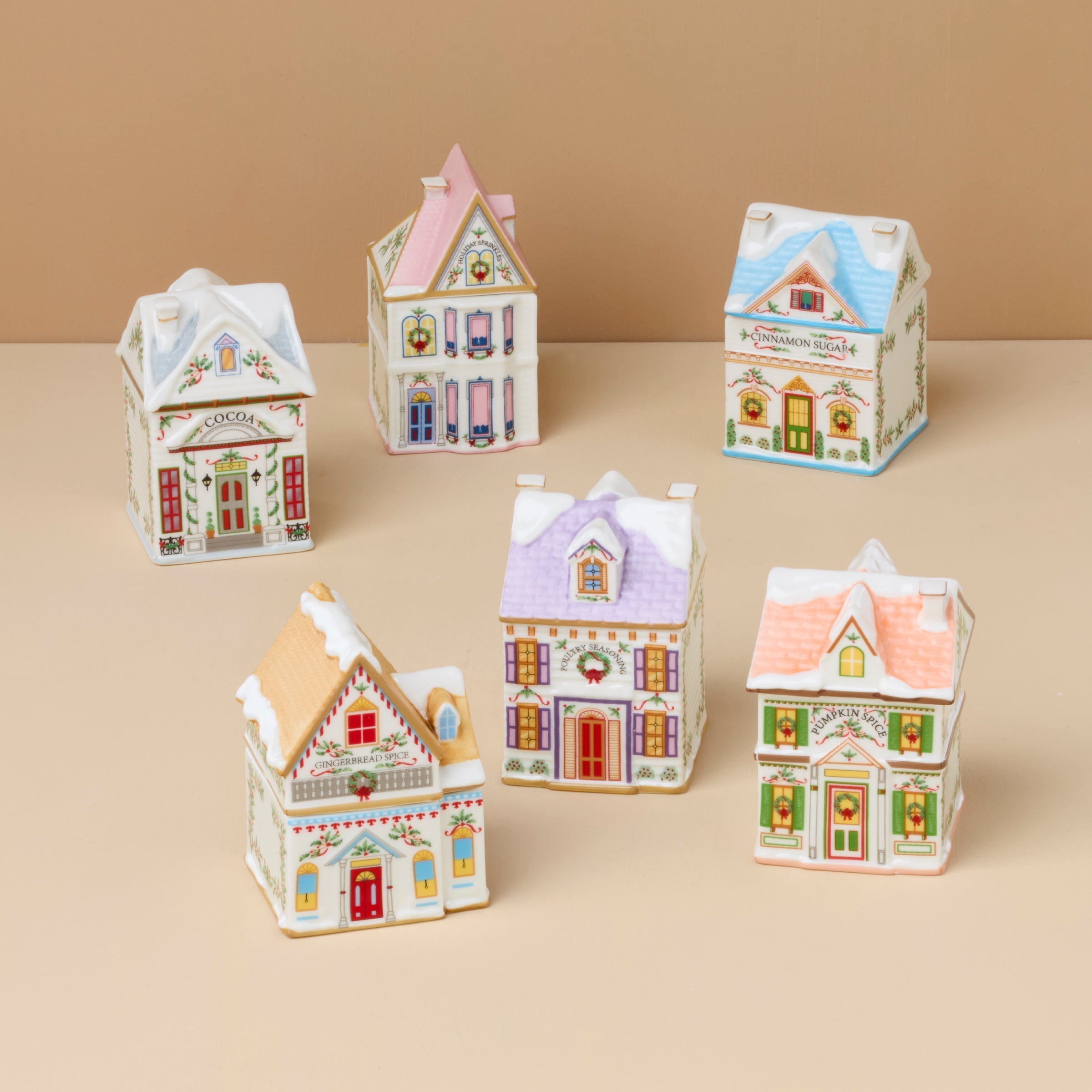 Lenox Fine Lenox Fine Lenox Spice Village 6-Piece Christmas Spice Jar Set