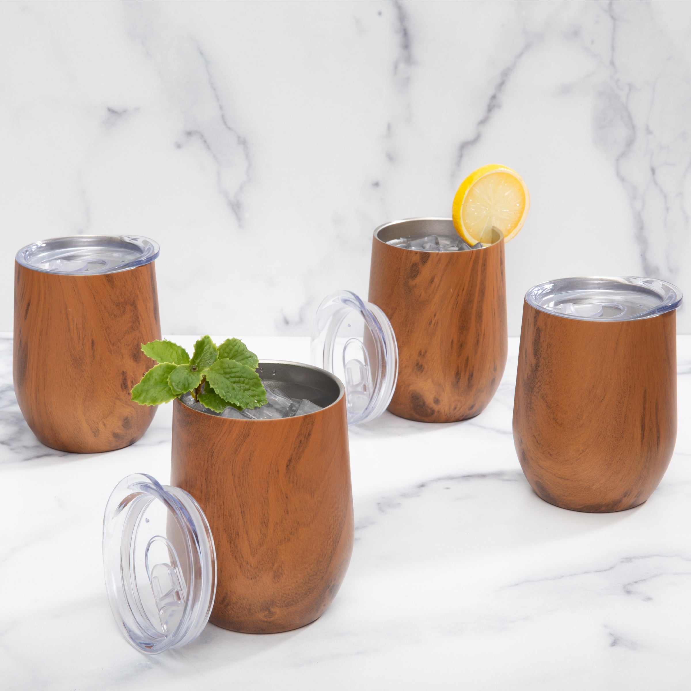 Lenox Fine Lenox Fine Insulated Woodgrain Wine Tumblers, Set of 4 - Image 2