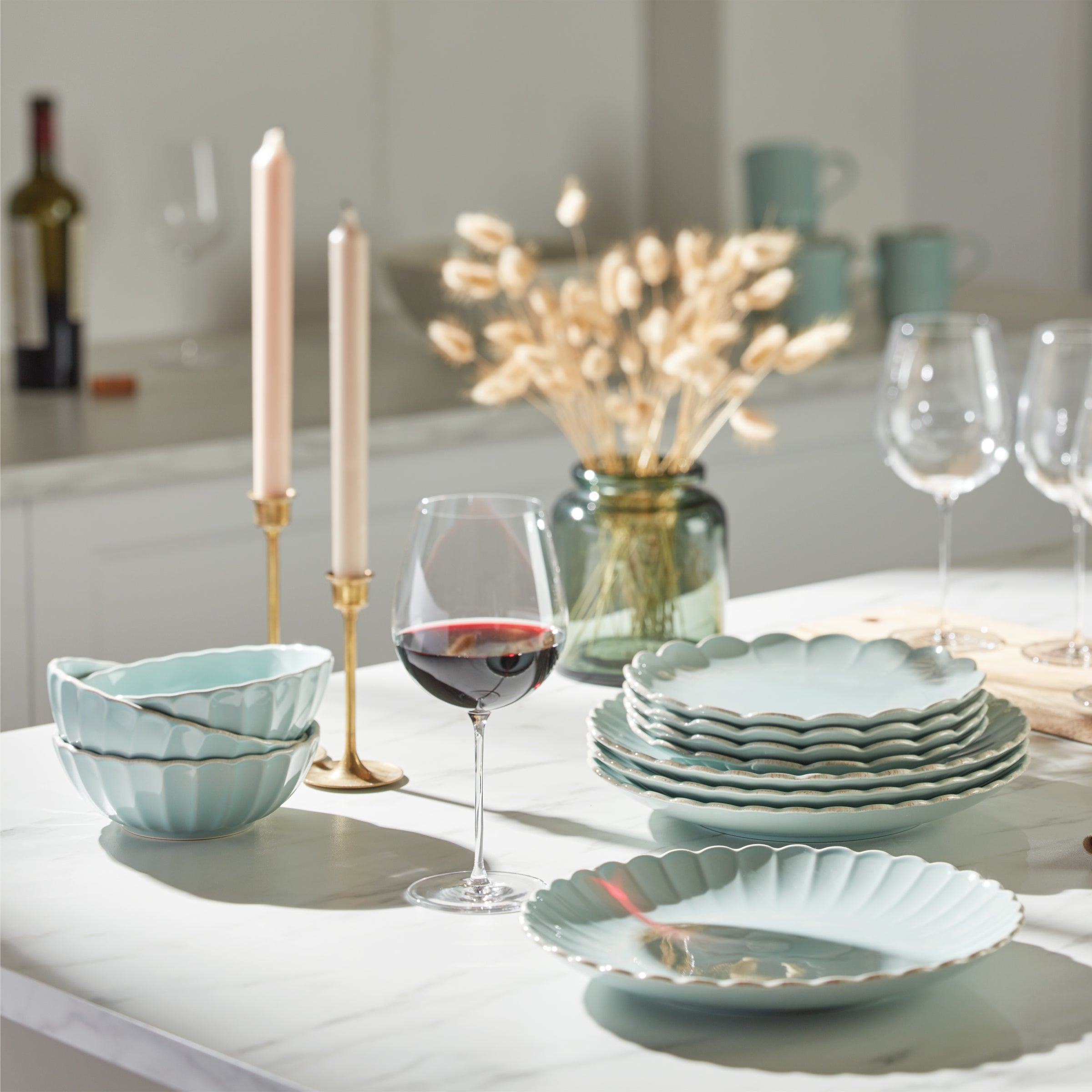 Lenox Fine Lenox Fine French Perle Scallop Ice Blue 12-Piece Dinnerware Set - Image 8