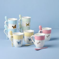 Alternative view of Lenox Fine Lenox Fine Butterfly Meadow Color Mugs with Spoons, Set of 8