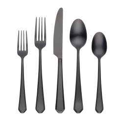 Alternative view of Lenox Fine Lenox Fine Geo Black Satin 20-Piece Flatware Set