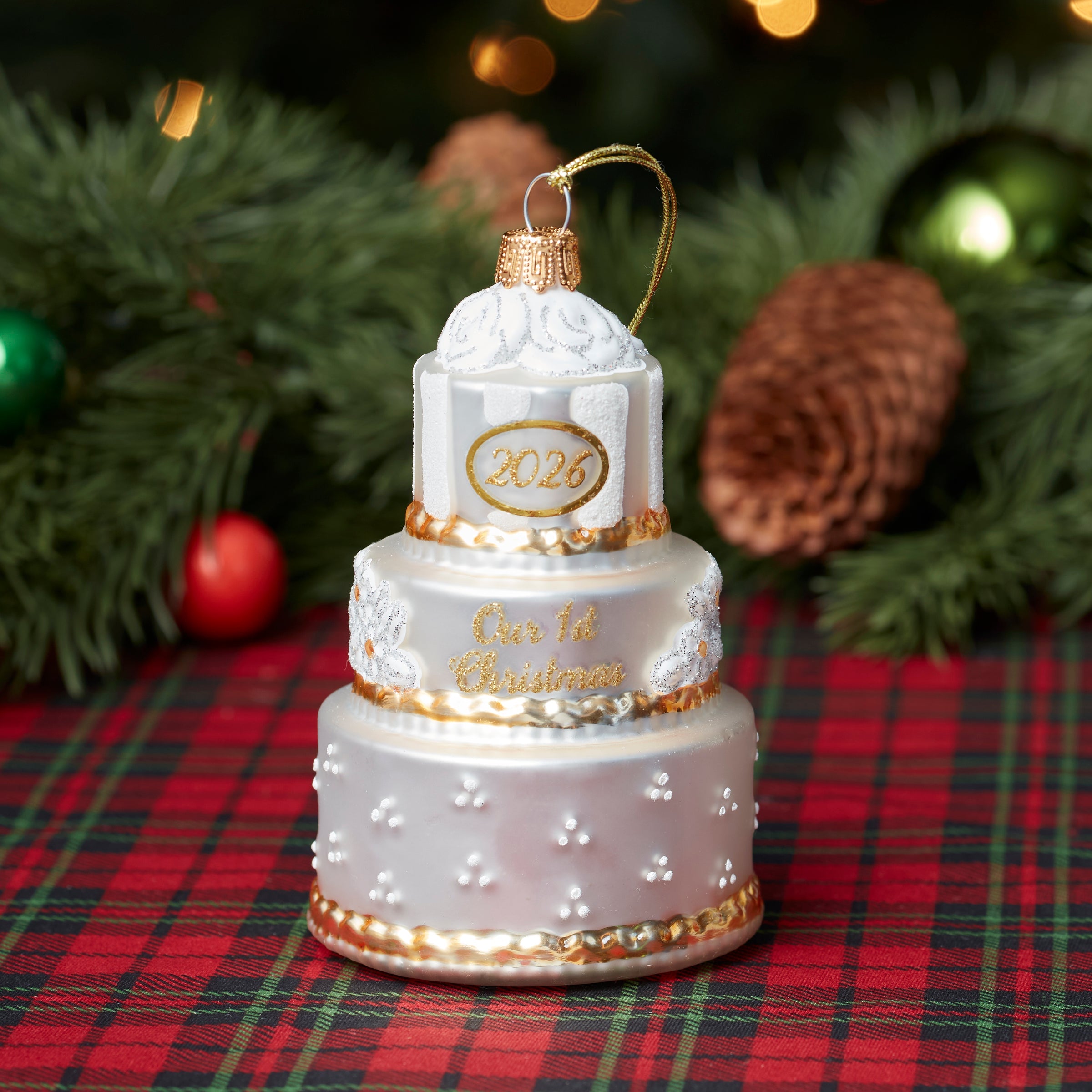 Lenox Fine Lenox Fine 2026 Retro Blown Glass Our 1st Christmas Wedding Ornament - Image 2