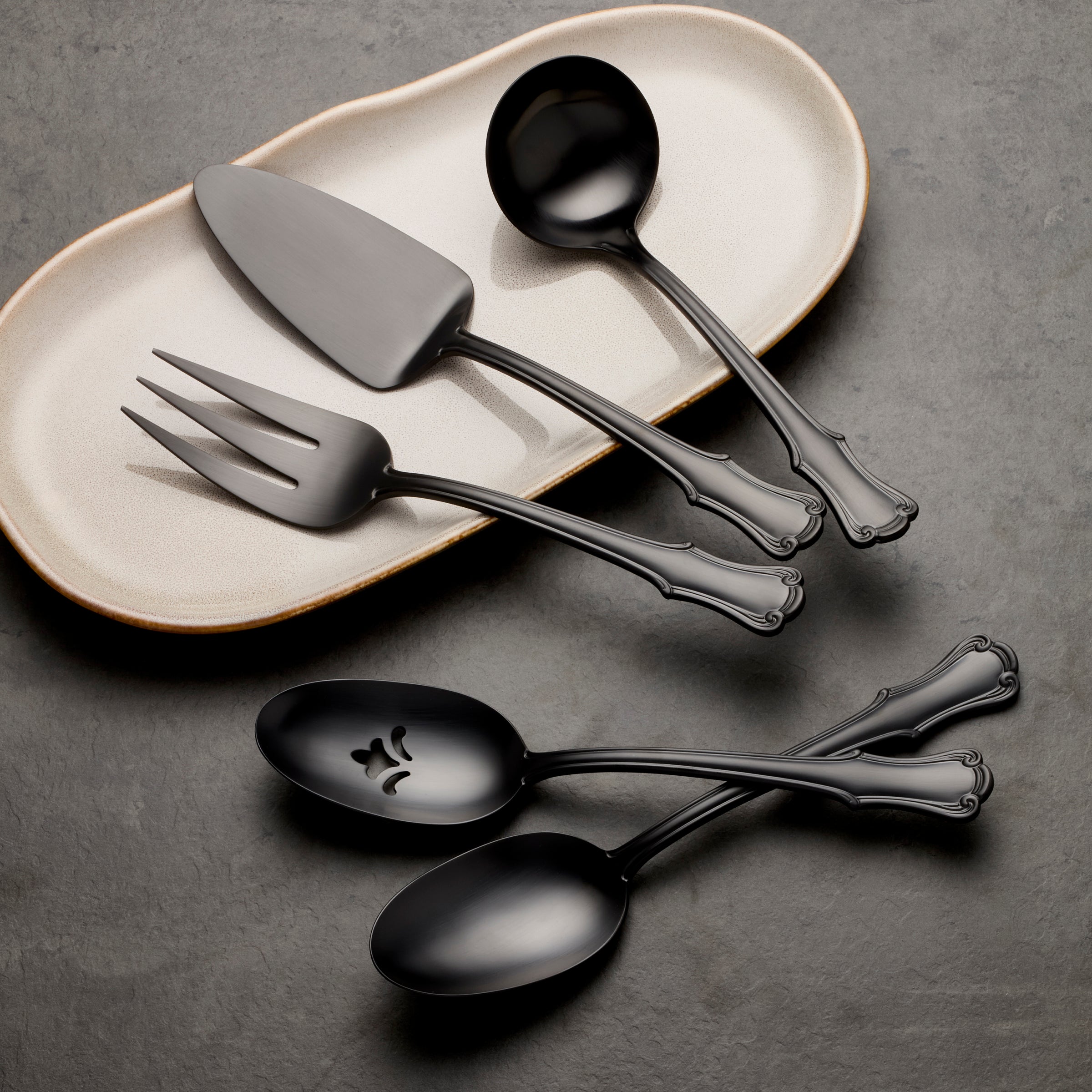 Lenox Fine Lenox Fine James Street Black Satin 5-Piece Hostess Set - Image 2