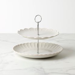 Lenox Fine Lenox Fine French Perle Scallop White 2-Tier Server