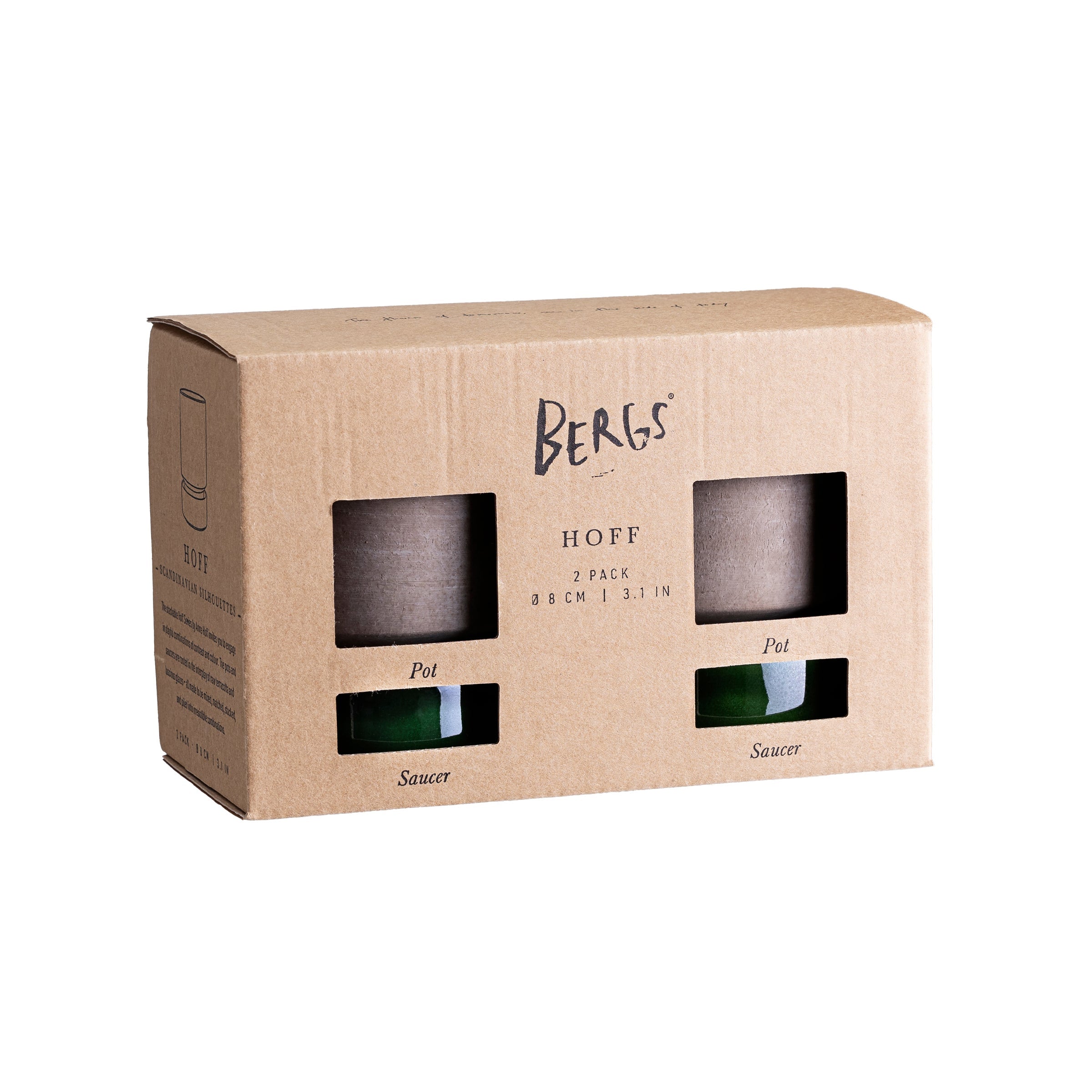 Lenox Fine Lenox Fine Hoff Raw Grey & Glazed Emerald Green 8cm Pots, Set of 2