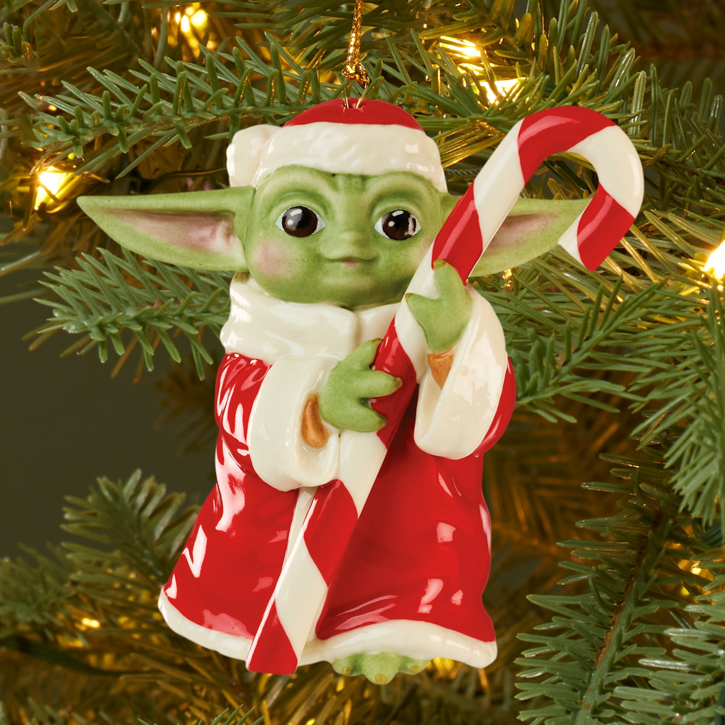 Lenox Fine Lenox Fine Grogu with Candy Cane Ornament - Image 4