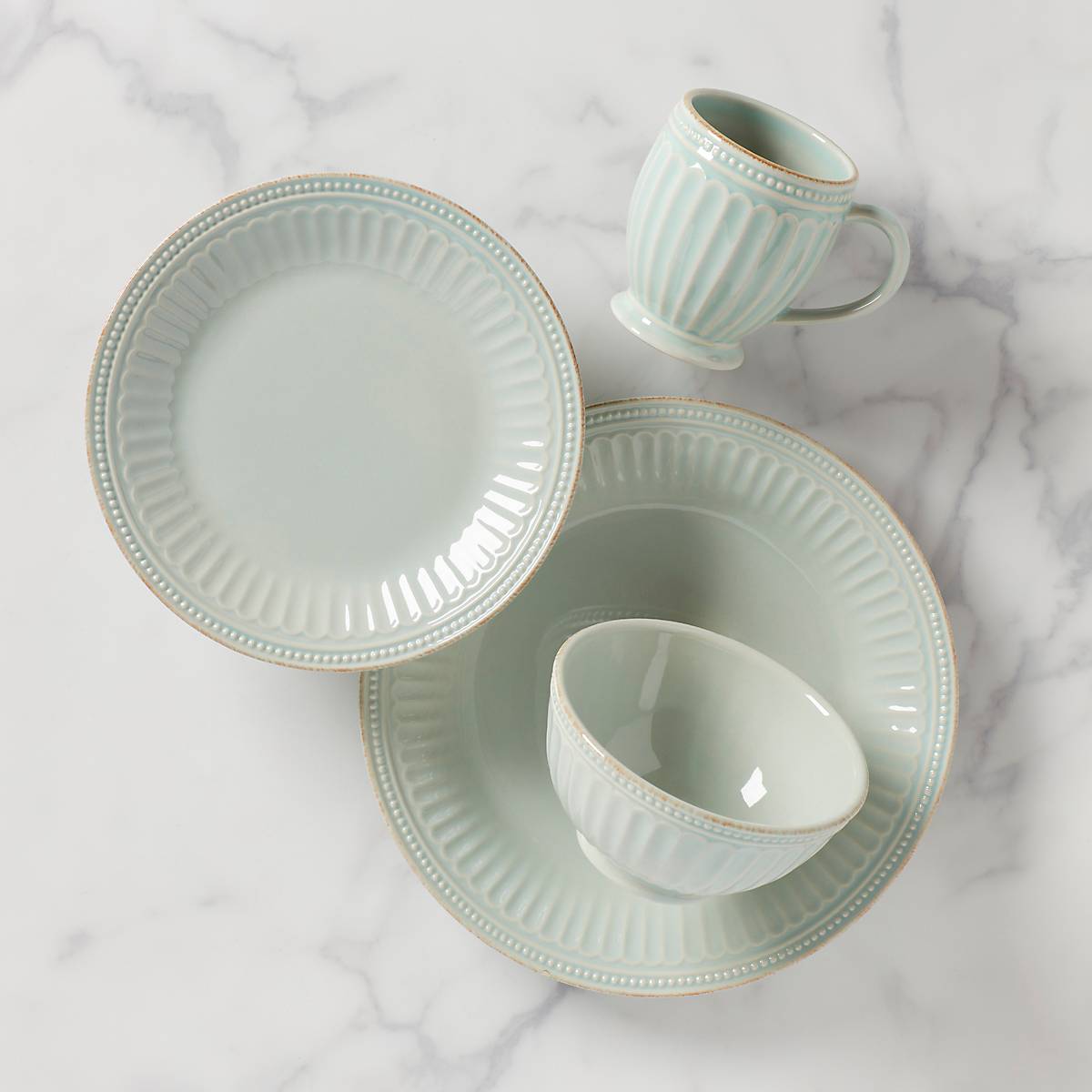 Lenox Fine Lenox Fine French Perle Groove Ice Blue 4-Piece Place Setting
