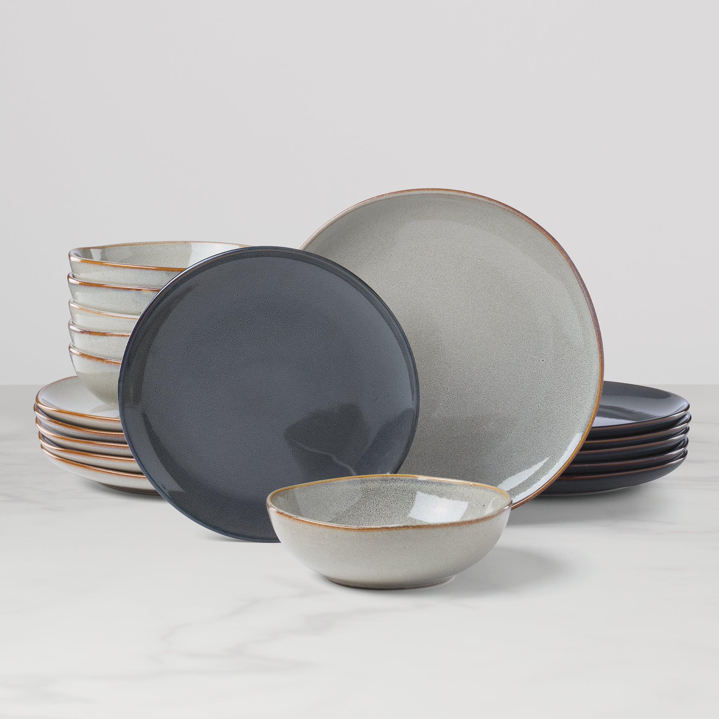 Lenox Fine Lenox Fine Organic Shades Gray 18-Piece Dinnerware Set