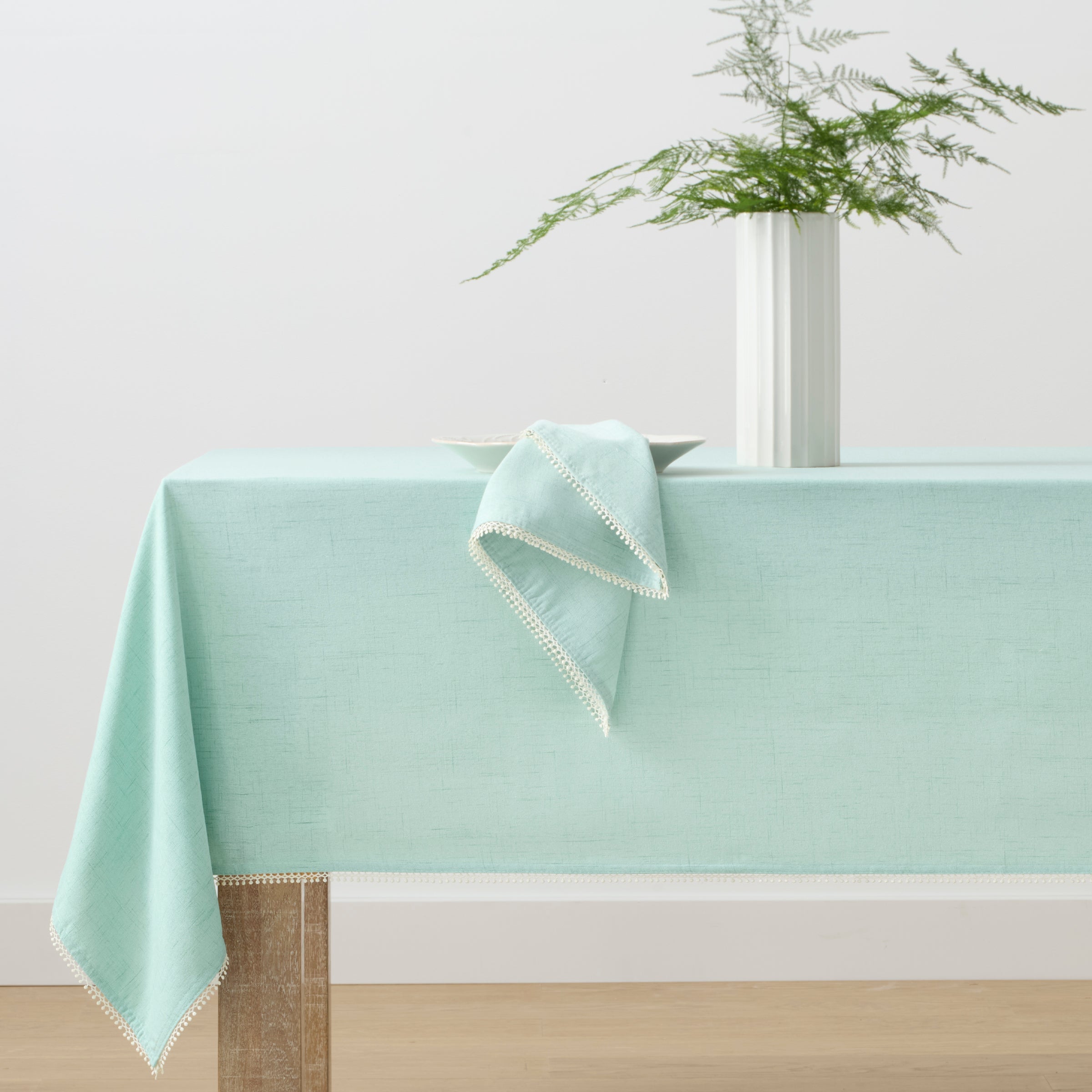 Lenox Fine Lenox Fine French Perle Solid Ice Blue 60x120 Tablecloth - Image 2