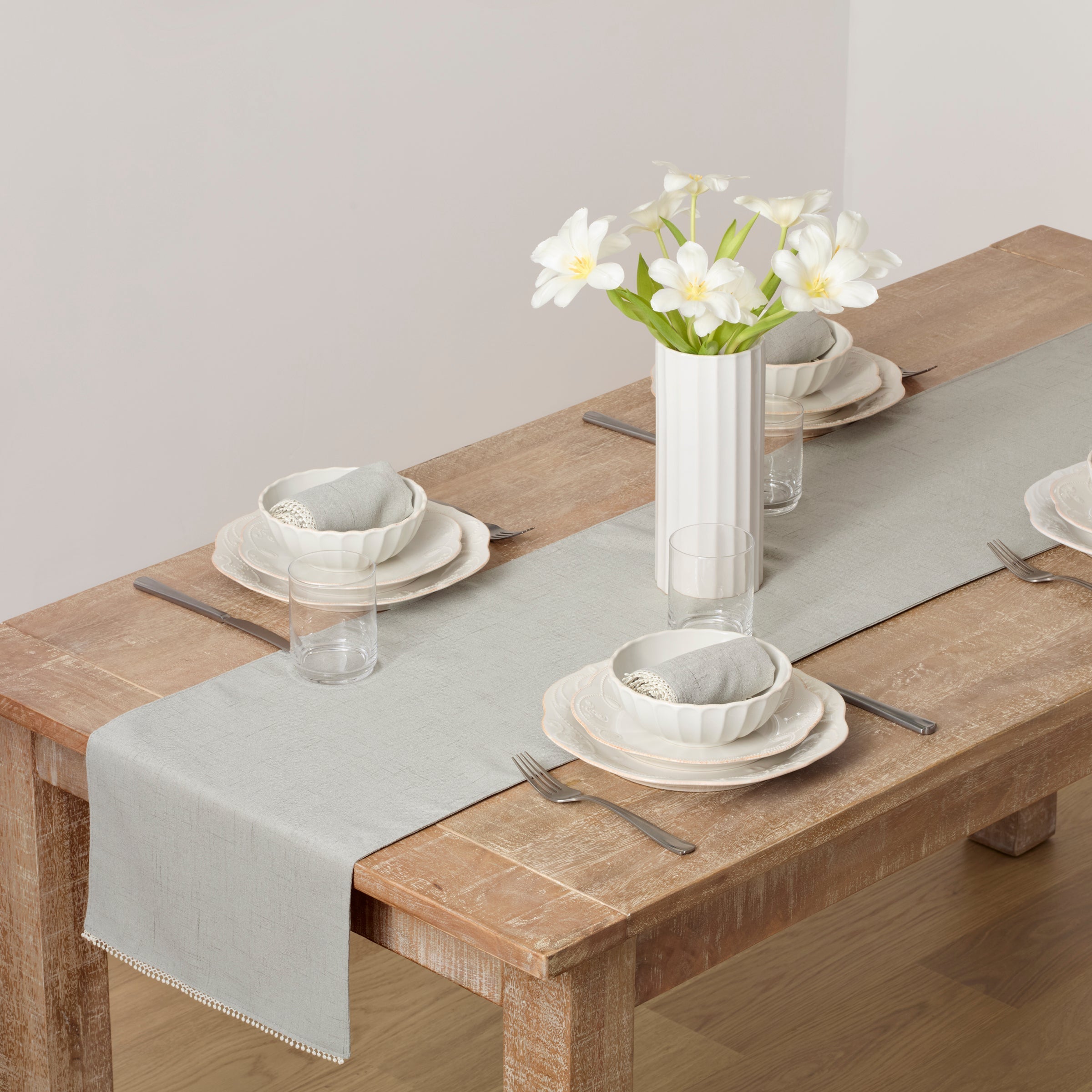 Lenox Fine Lenox Fine French Perle Dove Grey 70x14 Table Runner