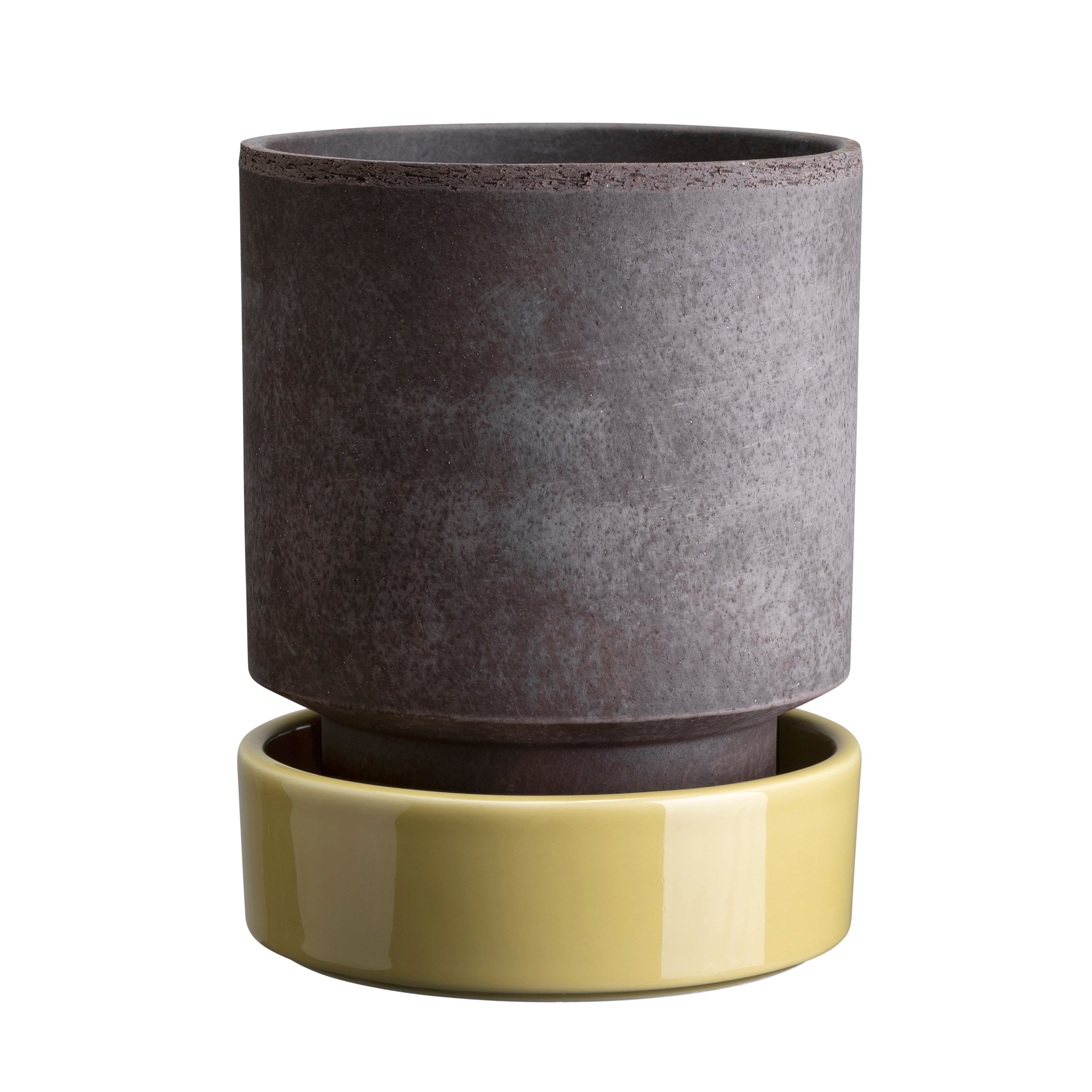 Lenox Fine Lenox Fine Hoff Raw Grey & Glazed Pale Yellow 14cm Pot with Saucer