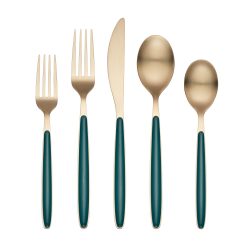 Alternative view of Lenox Fine Lenox Fine Kiernan Champagne Satin Green Handle 20-Piece Flatware Set