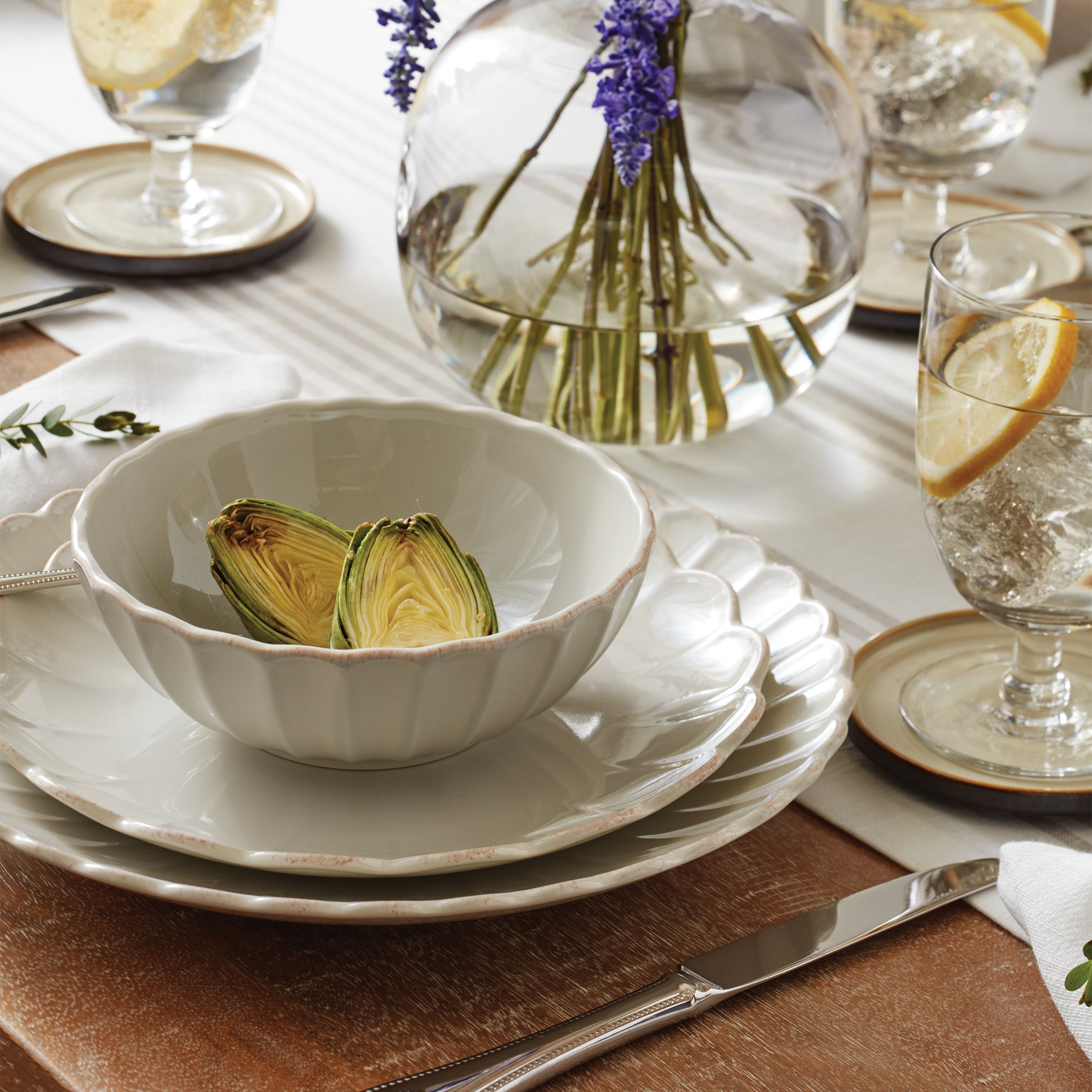 Lenox Fine Lenox Fine French Perle Scallop White 18-Piece Dinnerware Set - Image 5