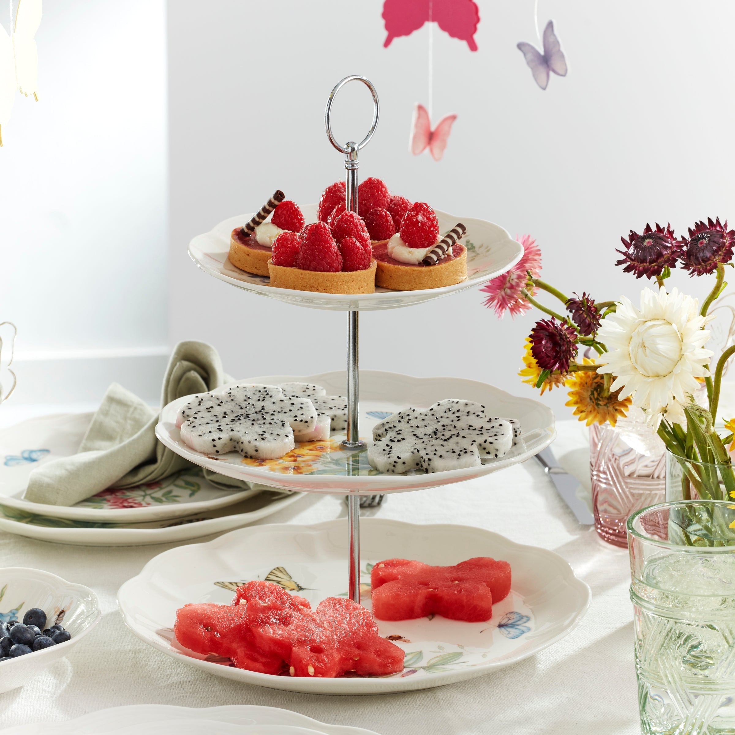 Lenox Fine Lenox Fine Butterfly Meadow 3-Tiered Server - Image 4