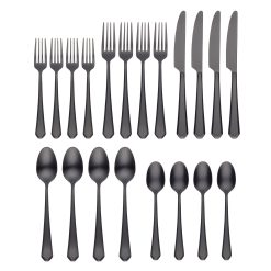Lenox Fine Lenox Fine Geo Black Satin 20-Piece Flatware Set