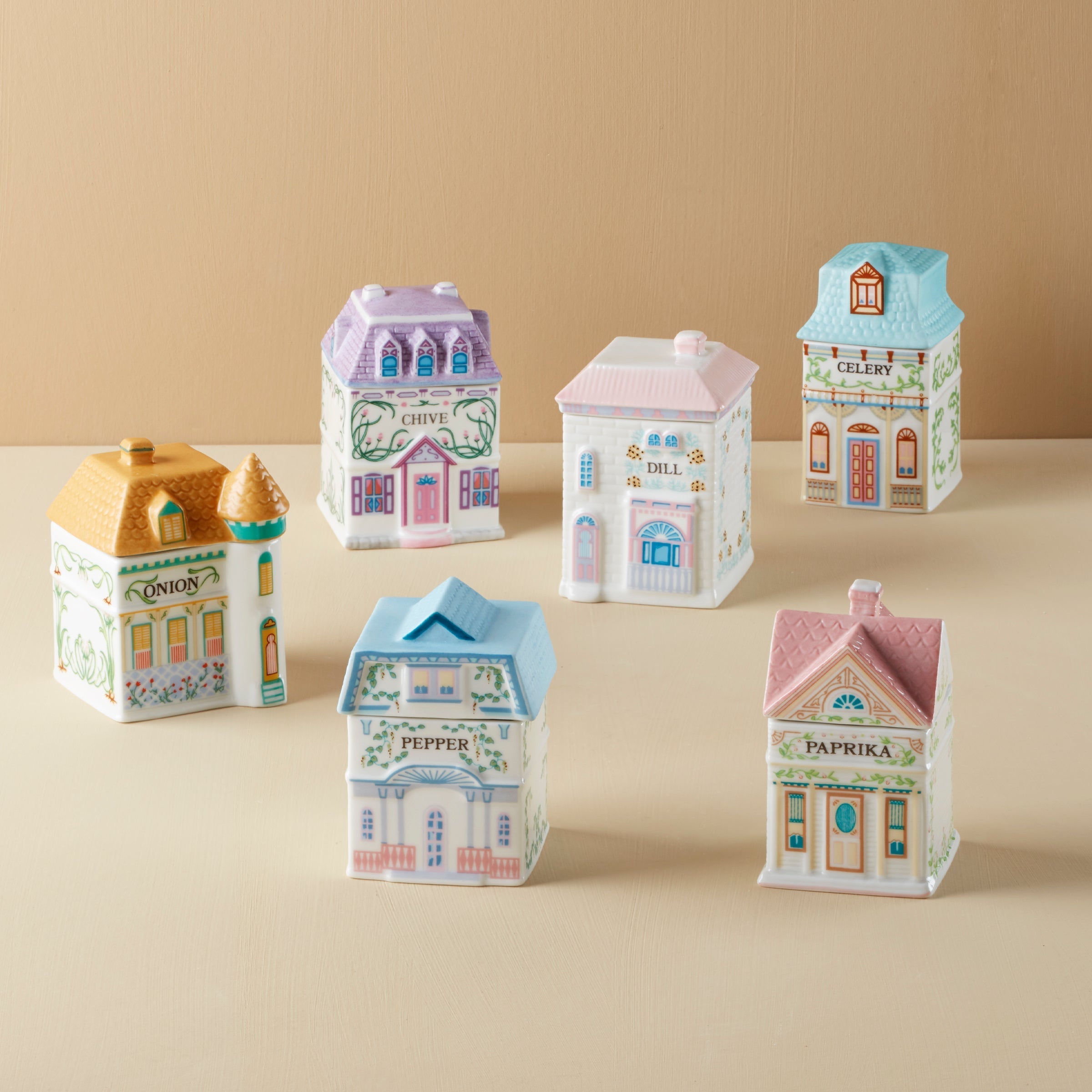 Lenox Fine Lenox Fine Lenox Spice Village 6-Piece Savory Street Spice Jar Set