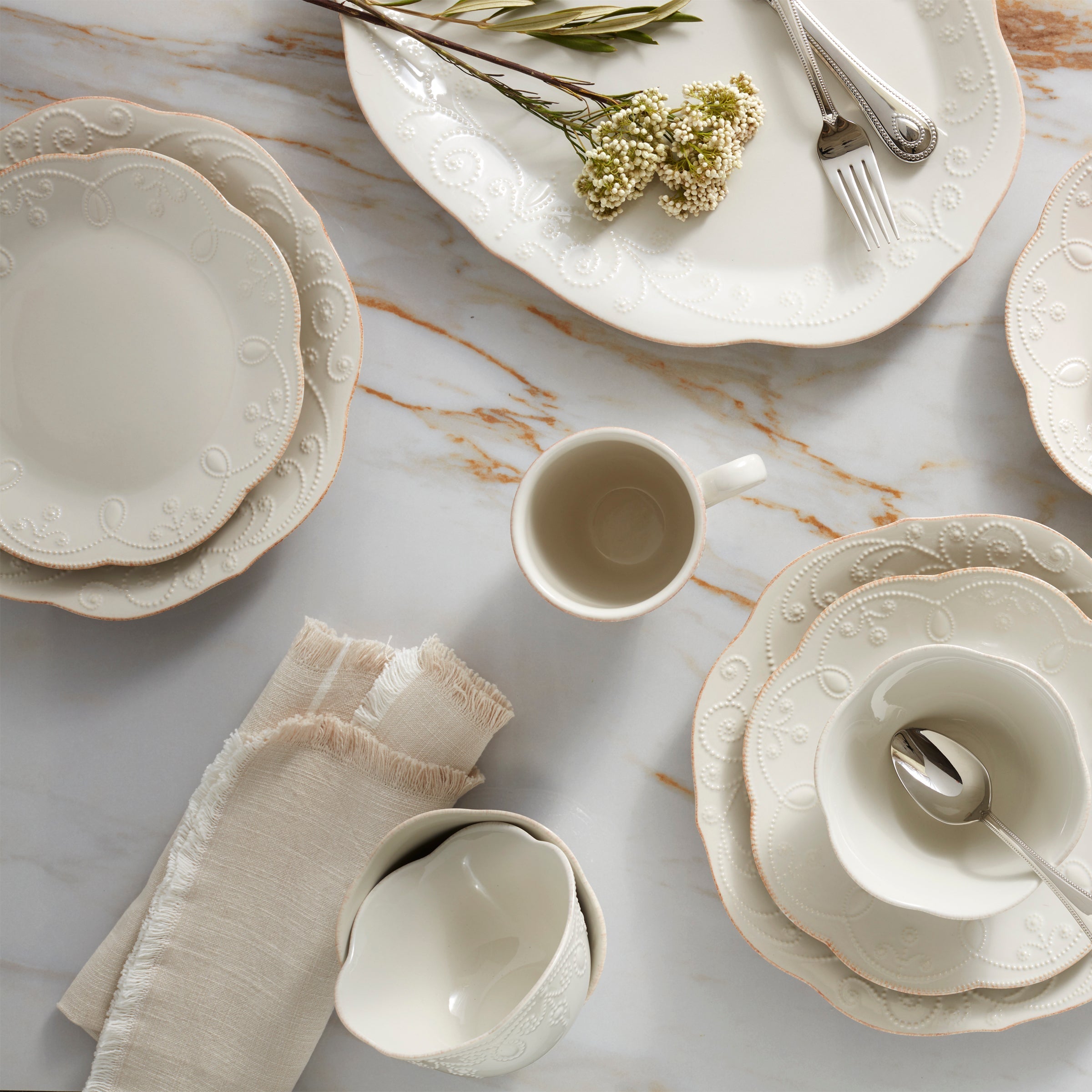 Lenox Fine Lenox Fine French Perle White Oval Serving Platter - Image 3