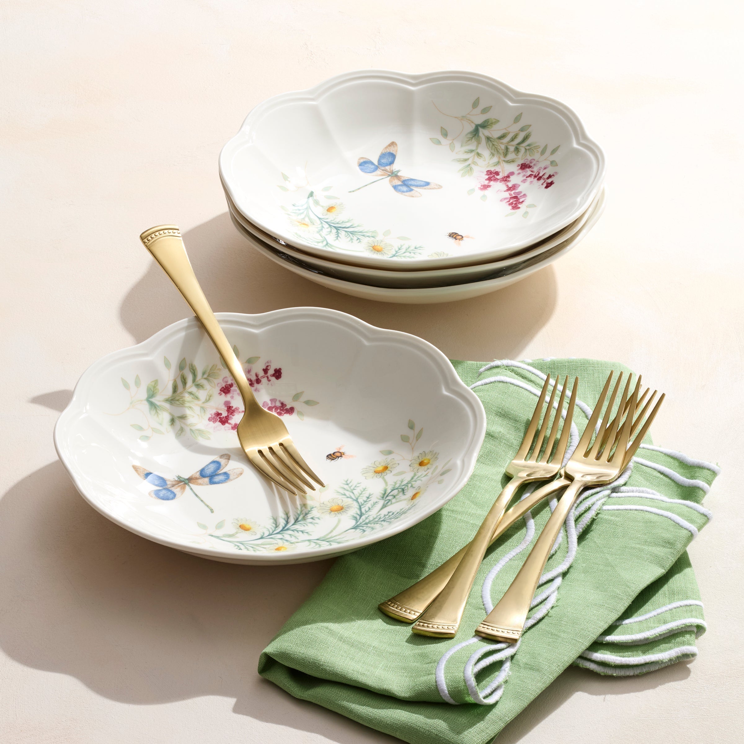 Lenox Fine Lenox Fine Butterfly Meadow Herbs Pasta Bowls, Set of 4 - Image 4