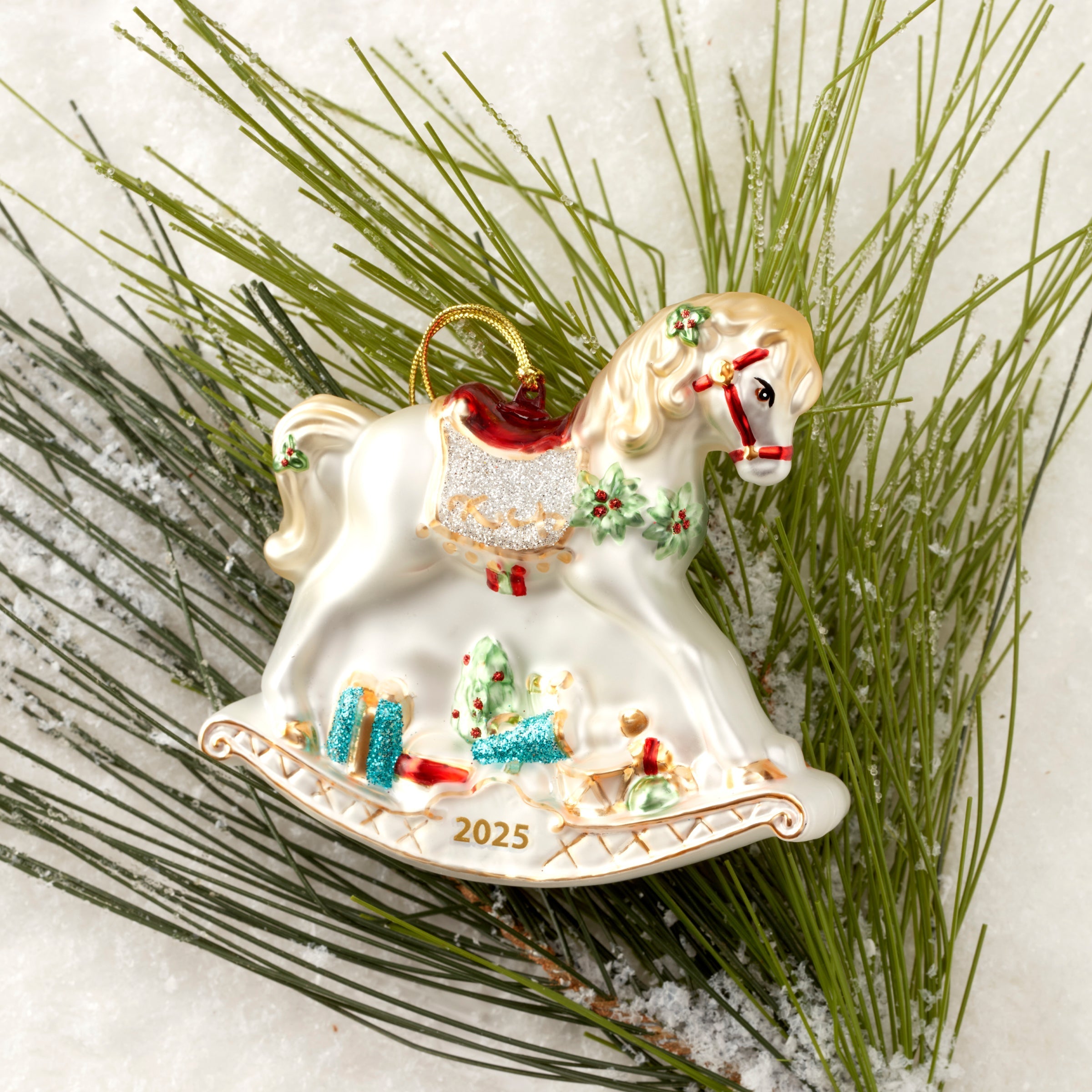 Lenox Fine Lenox Fine 2026 Blown Glass Baby's 1st Rocking Horse Ornament - Image 2