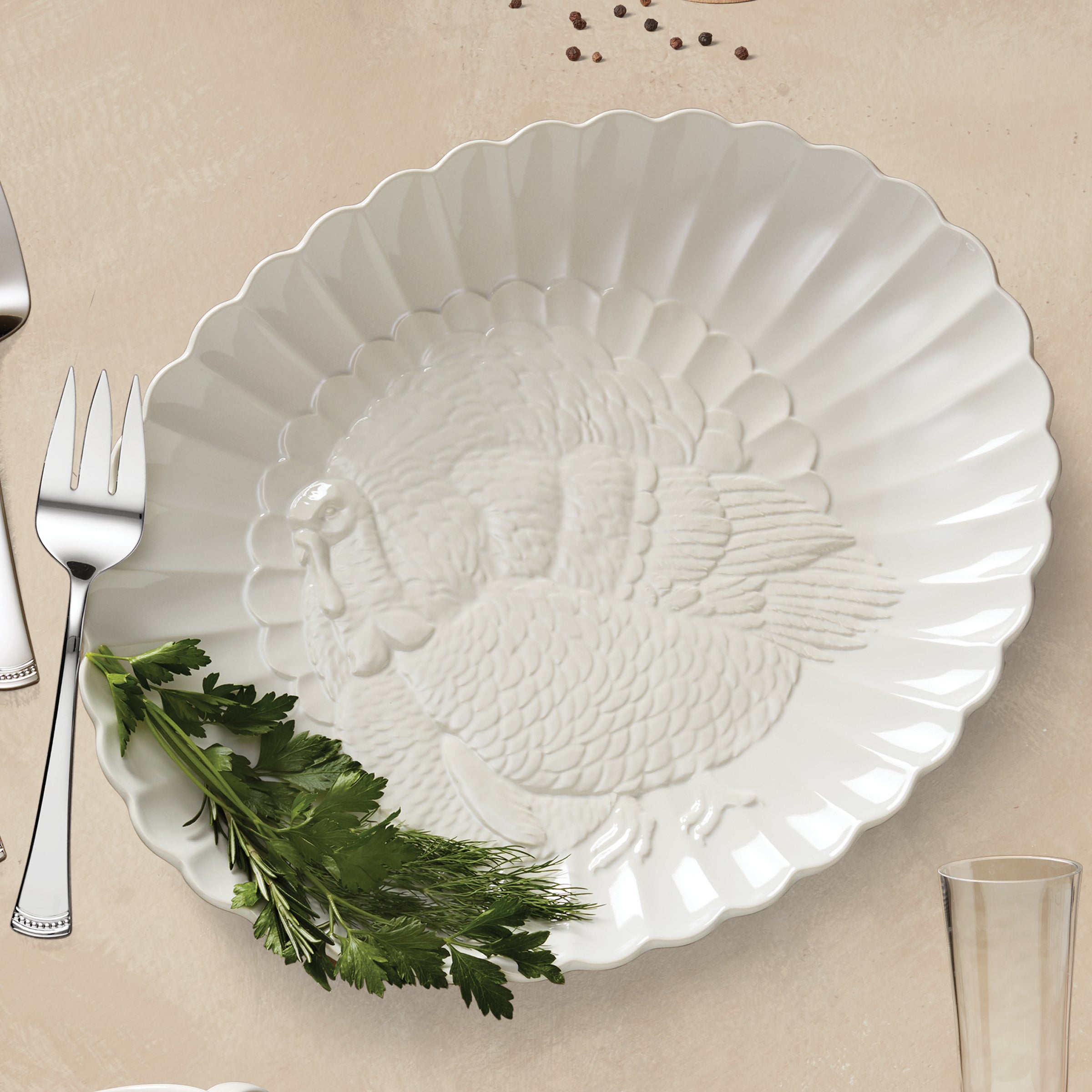 Lenox Fine Lenox Fine French Perle White Carved Turkey Platter - Image 7