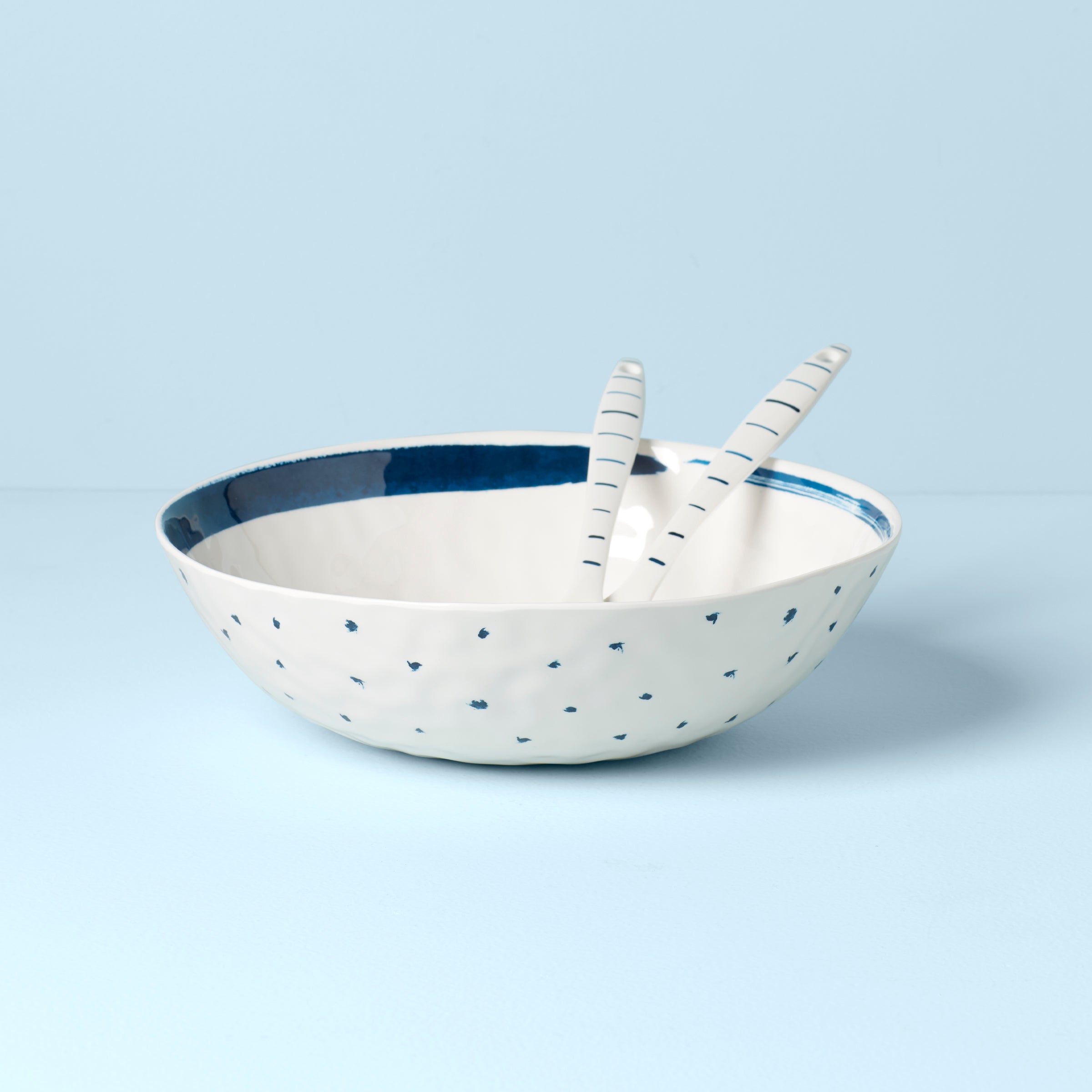 Lenox Fine Lenox Fine Blue Bay Melamine Salad Bowl With Servers