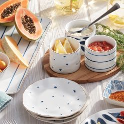 Alternative view of Lenox Fine Lenox Fine Blue Bay Snack Bowls with Wood Tray, Set of 3