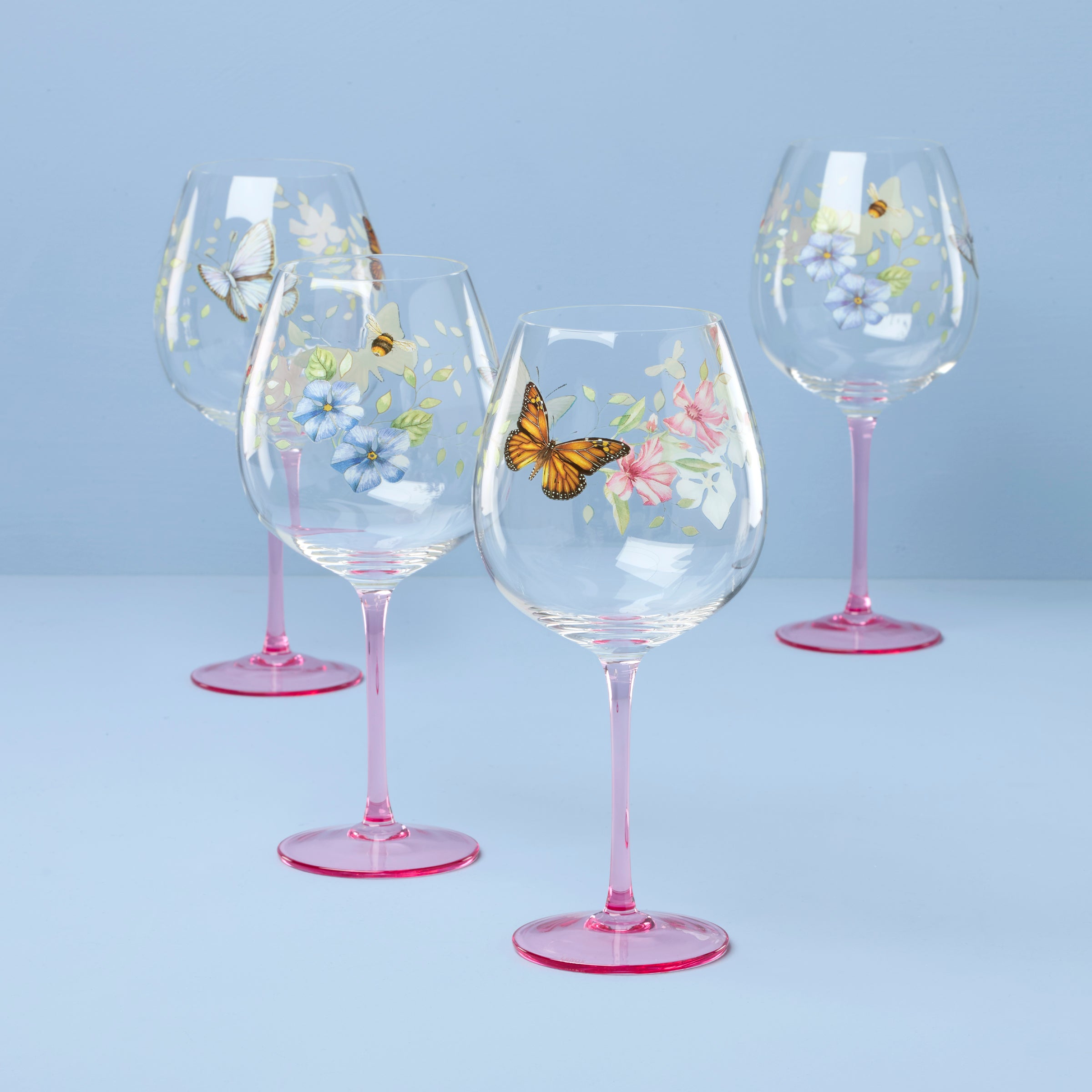 Lenox Fine Lenox Fine Butterfly Meadow Pink Decal Balloon, Set of 4