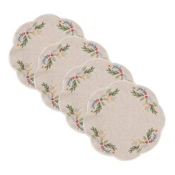 Lenox Fine Lenox Fine French Perle Holly Embroidered Placemats - Set Of 4