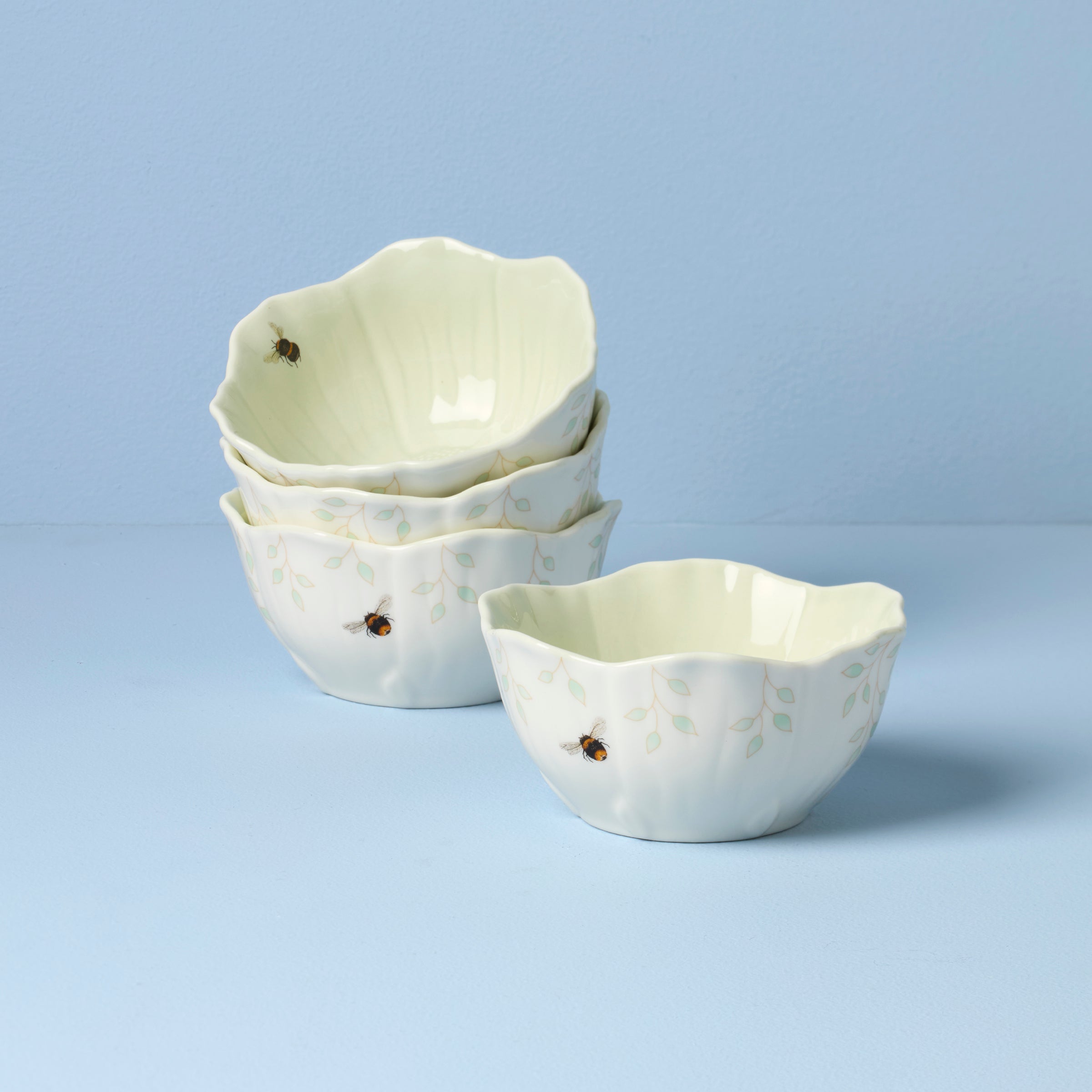 Lenox Fine Lenox Fine Butterfly Meadow Floral Green Dessert Bowls, Set of 4