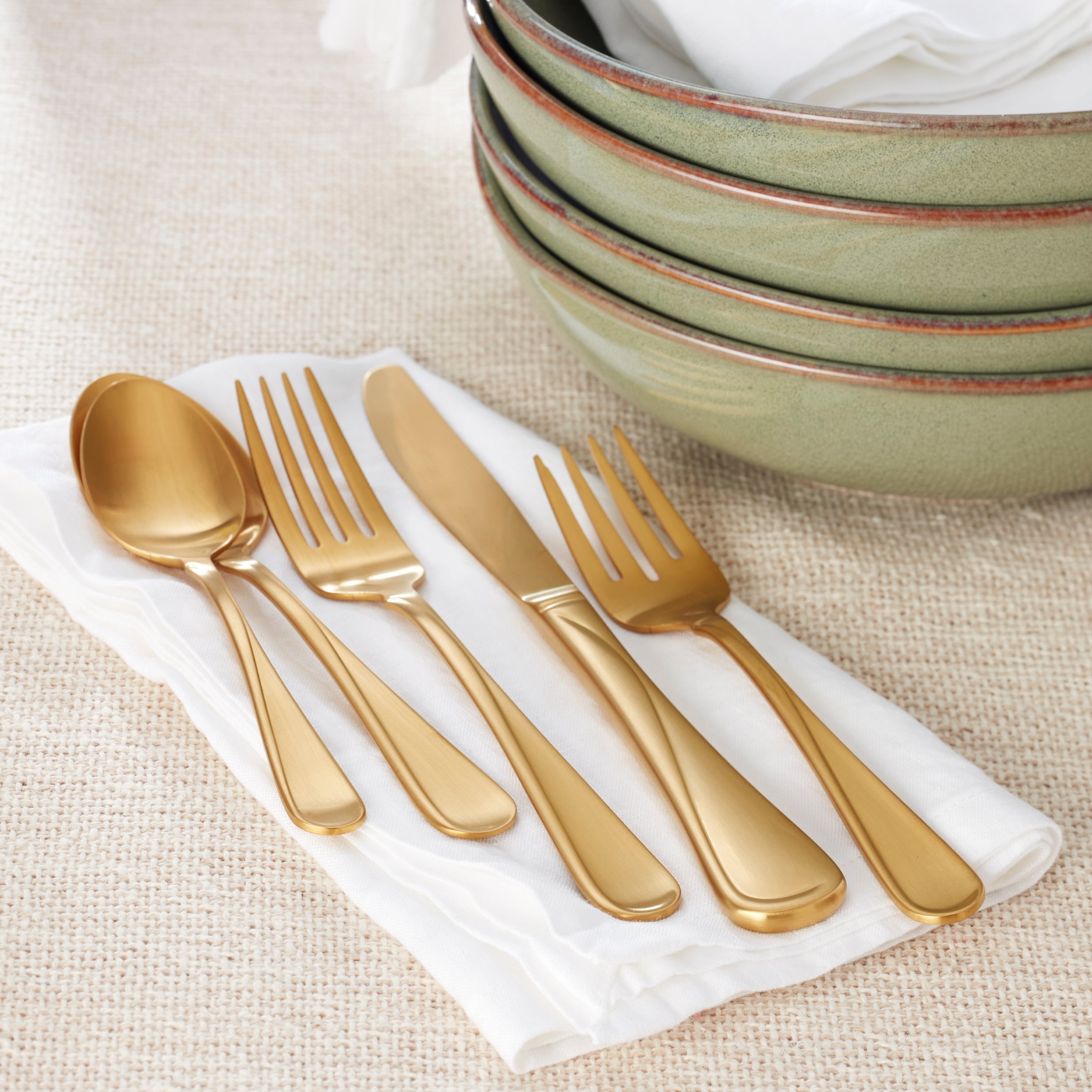 Lenox Fine Lenox Fine Flight Gold Satin 20-Piece Flatware Set - Image 4