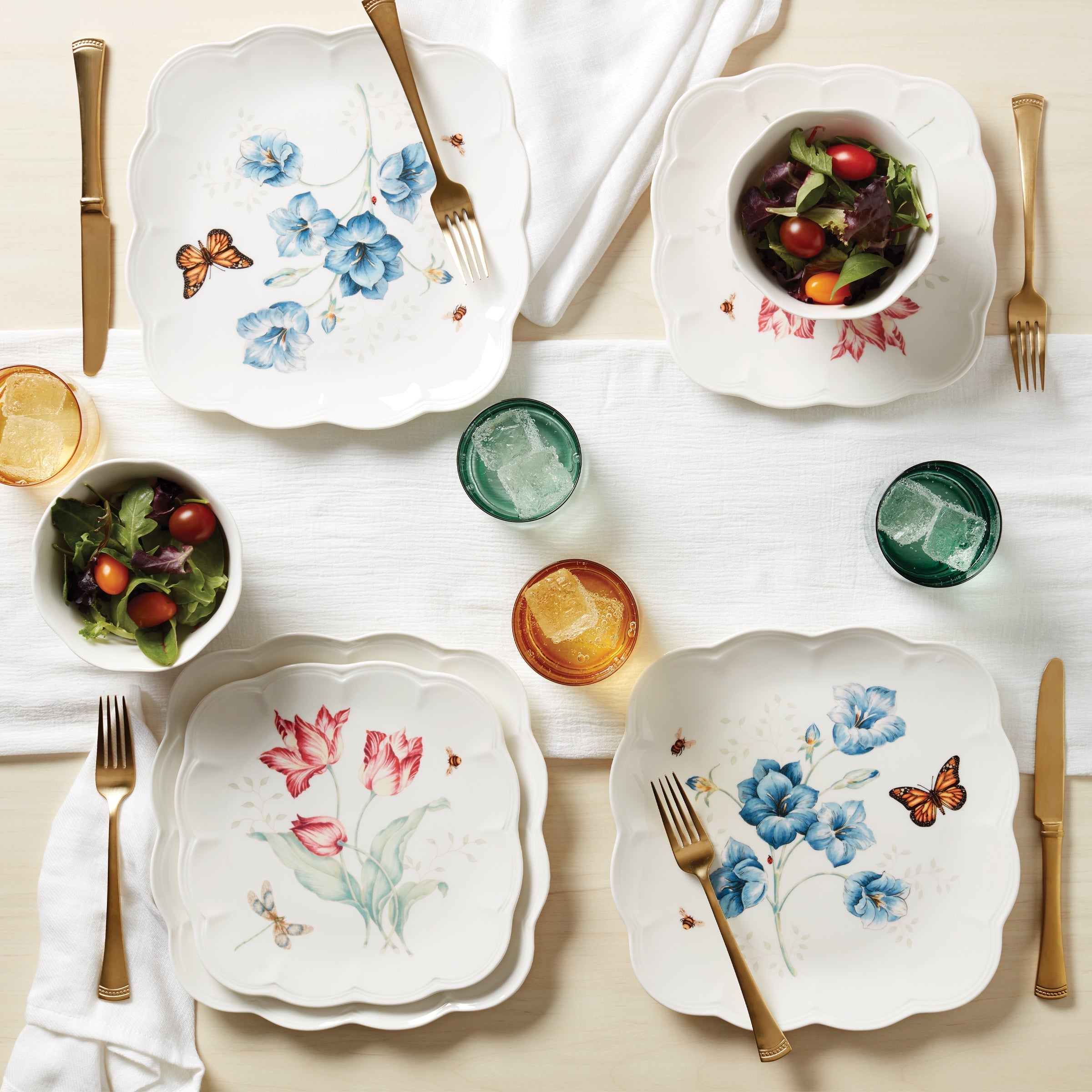 Lenox Fine Lenox Fine Butterfly Meadow Square Dinner Plates, Set of 4 - Image 5