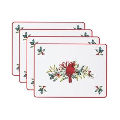 Alternative view of Lenox Fine Lenox Fine Winter Greetings Cardinal Cork Placemats, Set of 4