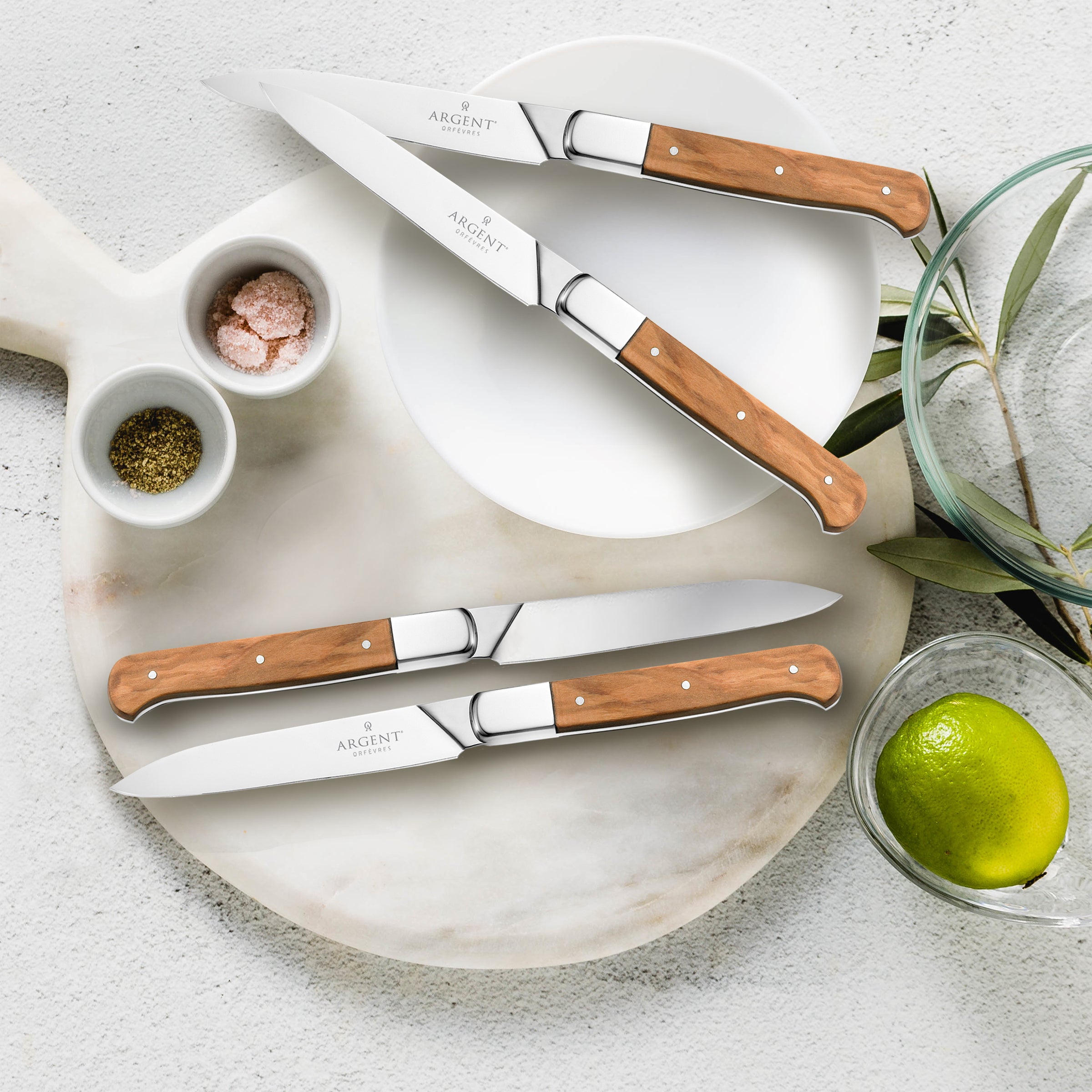 Lenox Fine Lenox Fine Argent Lynden Olive Wood Steak Knives, Set of 4 - Image 3