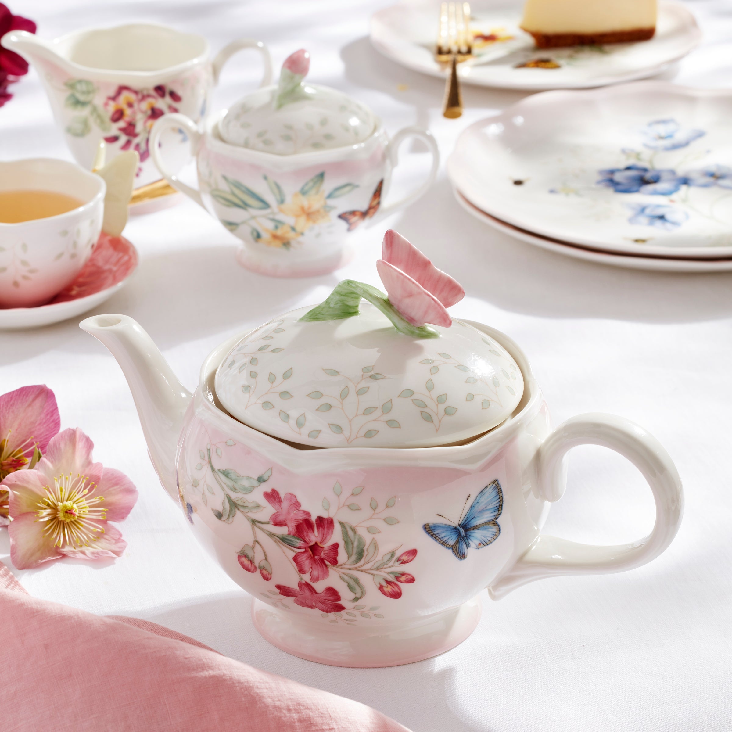 Lenox Fine Lenox Fine Butterfly Meadow Pink Ombre 5-Piece Tea Set - Image 3