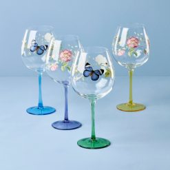 Lenox Fine Lenox Fine Butterfly Meadow Balloon Wine Glasses, Set of 4, Assorted