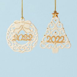 Lenox Fine Lenox Fine 2026 Wreath & Tree Ornaments, Set of 2