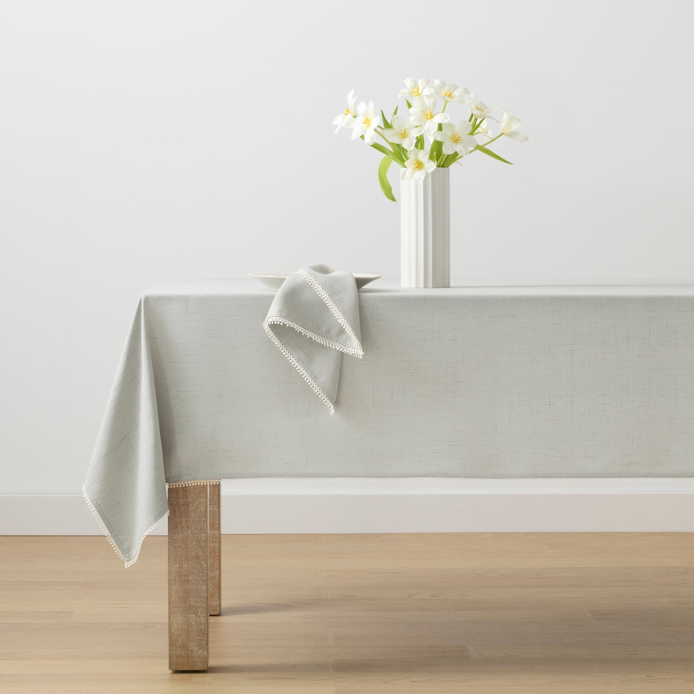 Lenox Fine Lenox Fine French Perle Dove Grey 60x84 Tablecloth - Image 3