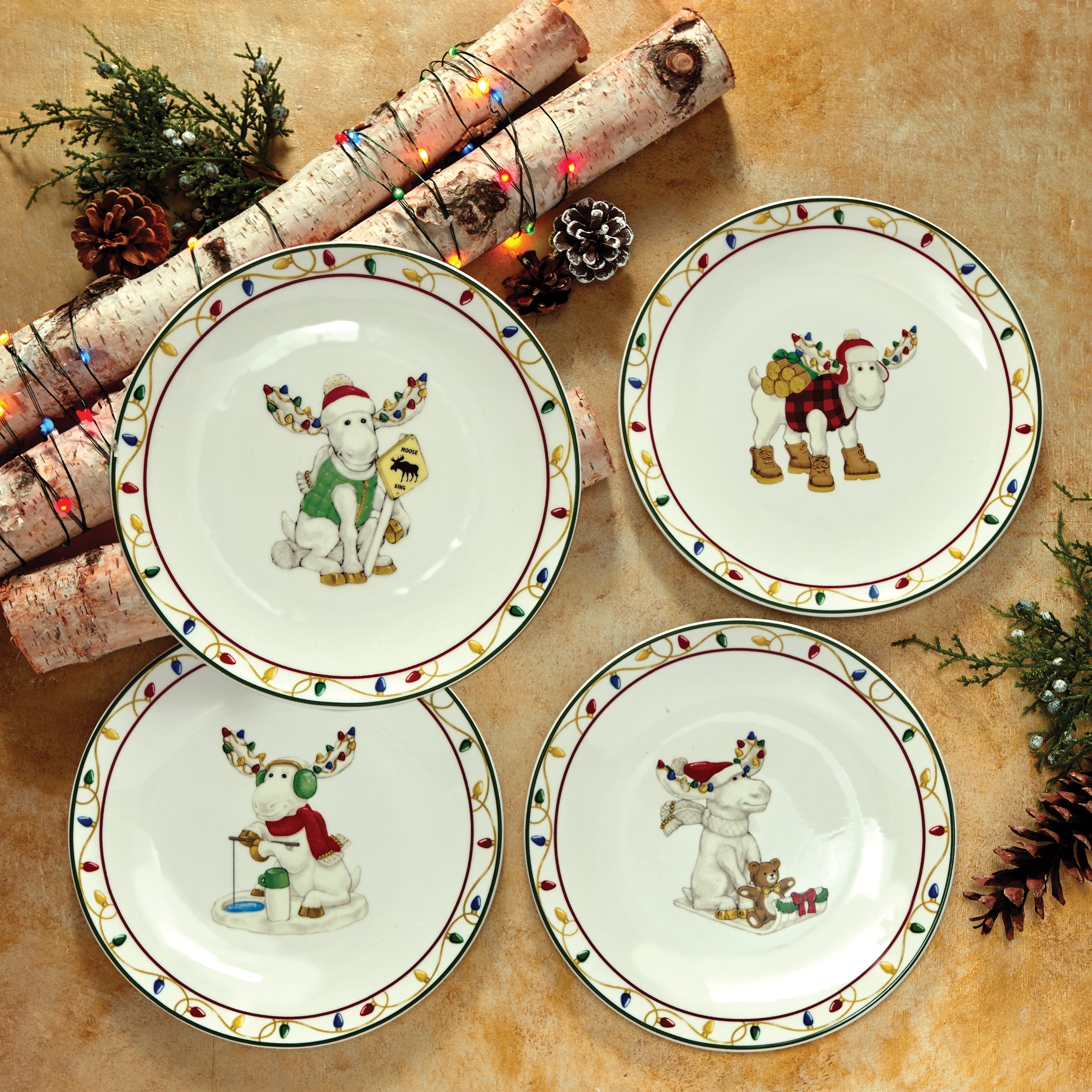 Lenox Fine Lenox Fine Merry Marcel Moose 4-Piece Dessert Plate Set - Image 5
