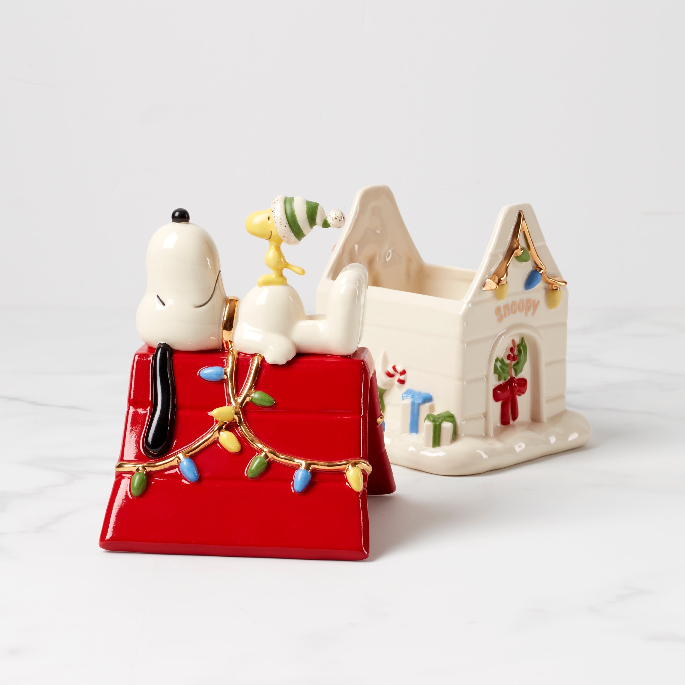 Lenox Fine Lenox Fine Snoopy Christmas Covered Candy Dish - Image 4