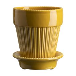 Lenox Fine Lenox Fine Simona Glazed Amber Yellow 12cm Pot with Saucer