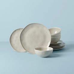 Lenox Fine Lenox Fine Bay Colors Grey 12-Piece Dinnerware Set