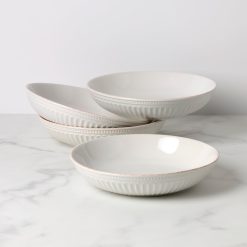 Lenox Fine Lenox Fine French Perle Groove White Dinner Bowls, Set of 4