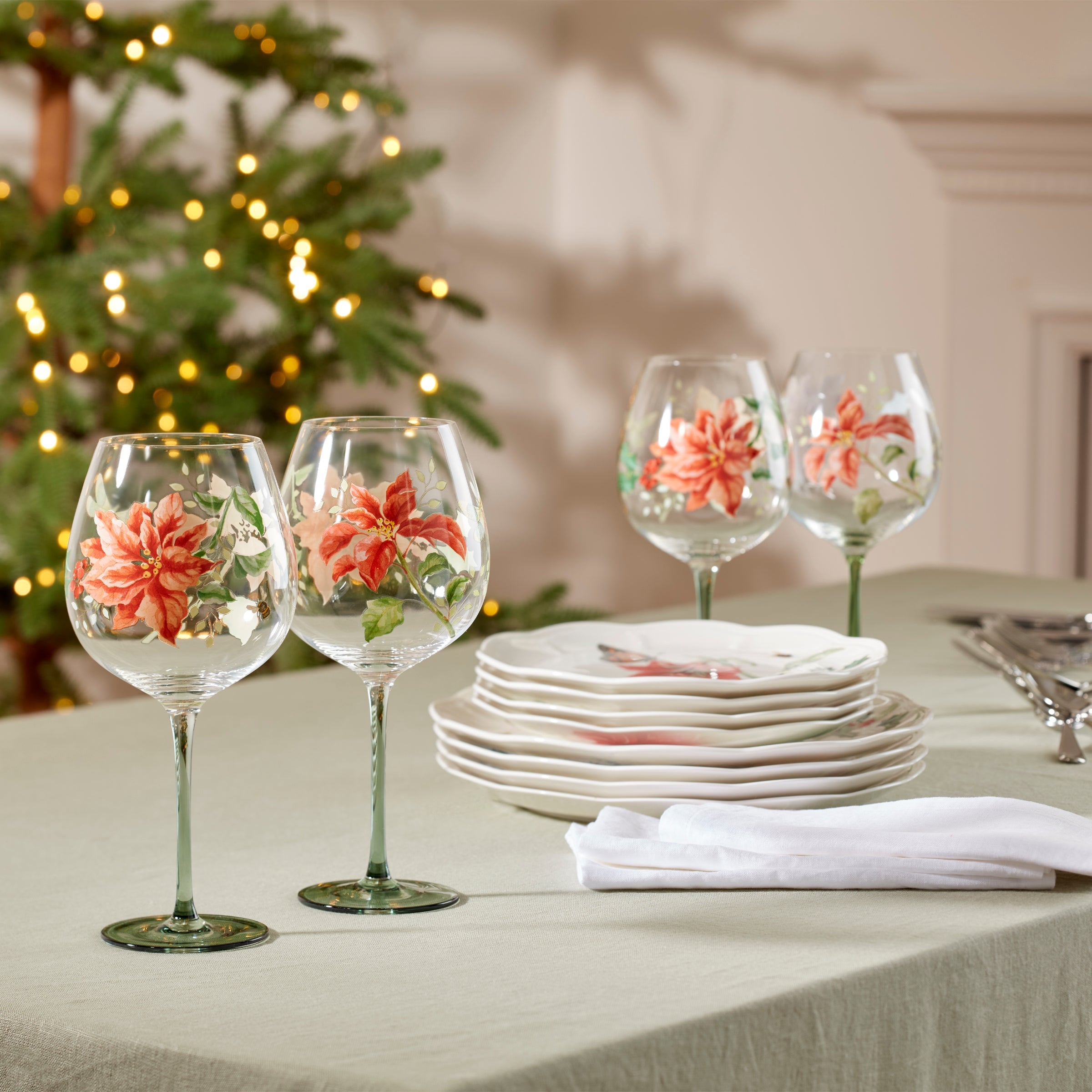 Lenox Fine Lenox Fine Butterfly Meadow Holiday Balloon Glasses, Set of 4 - Image 3