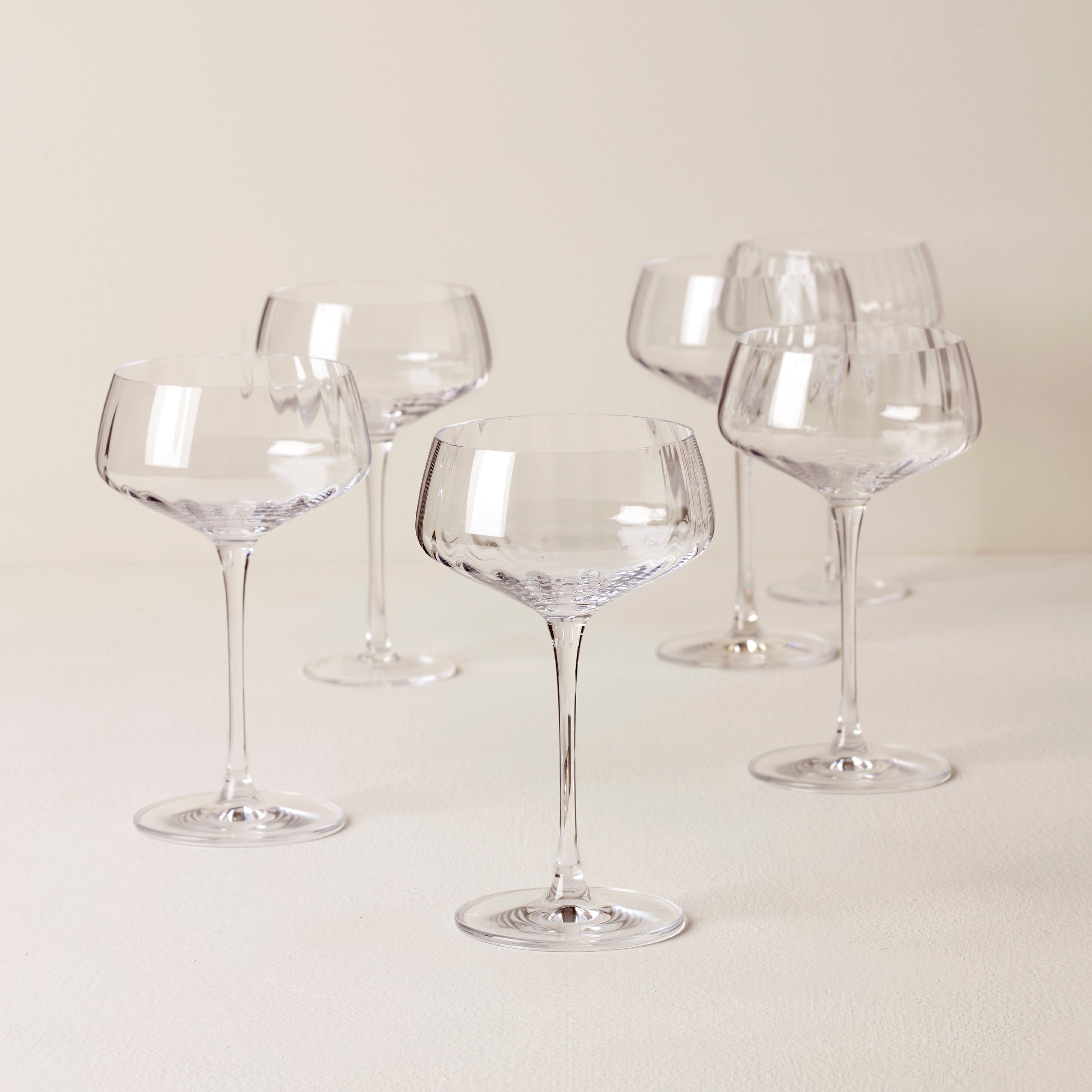 Lenox Fine Lenox Fine Tuscany Classics Angled Optic Coupe Glasses, Set of 6
